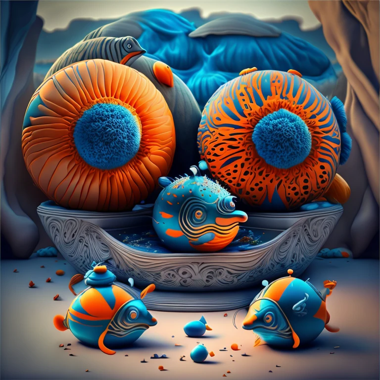 Capsuled, framed, Balloon Animals,Balloon animals,sailboat animal, round animals, picasso, blue, orange, grey,(best quality,4k,8k,highres,masterpiece:1.2),ultra-detailed,(realistic,photorealistic,photo-realistic:1.37),HDR,UHD,studio lighting,ultra-fine painting,sharp focus,physically-based rendering,extreme detail description,professional,vivid colors,bokeh,picasso,blue,orange,grey,portraits,landscape attention：Original art by Tupu.