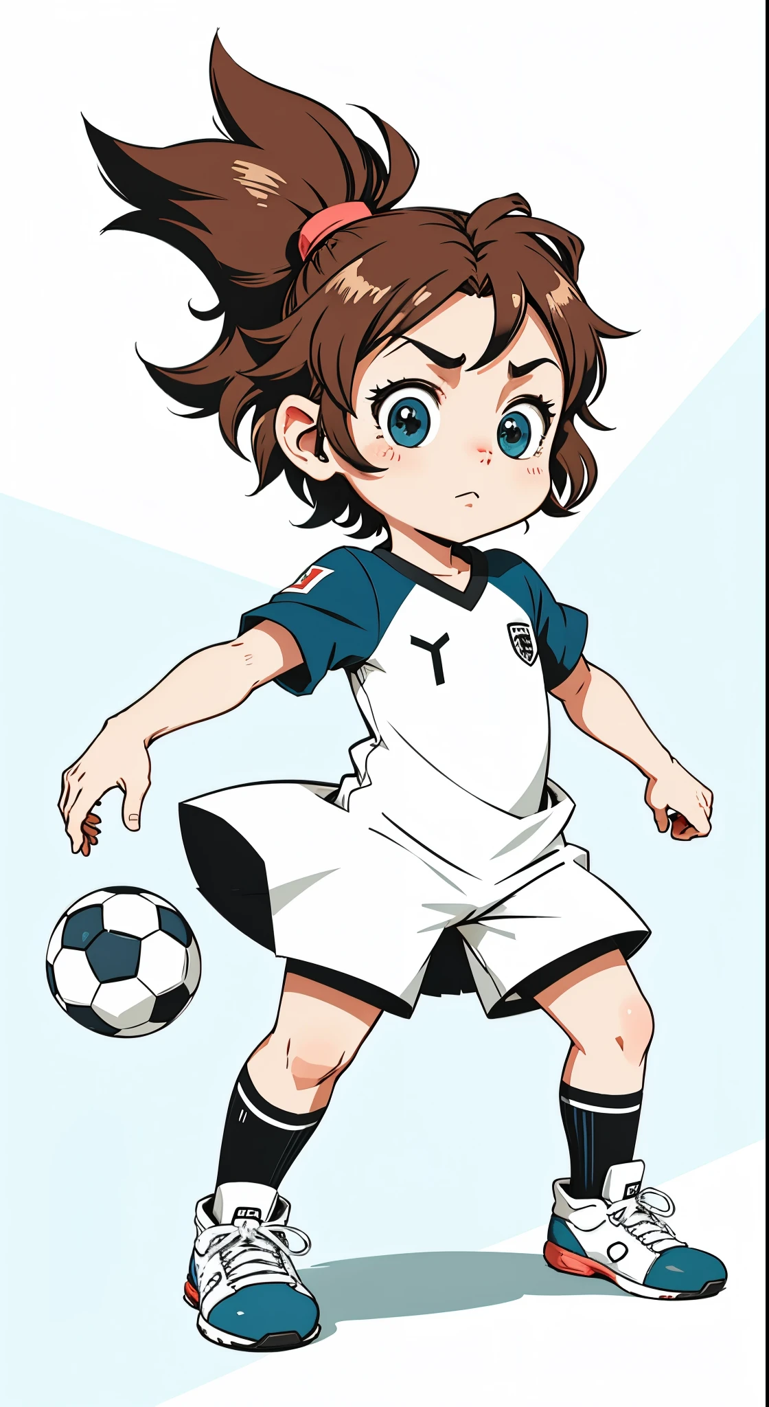 Soccer Kid，Cartoon vector style, change， Flat anime style, Cartoon minimalism, Flat vector art, flatillustration, Cartoon Cute,