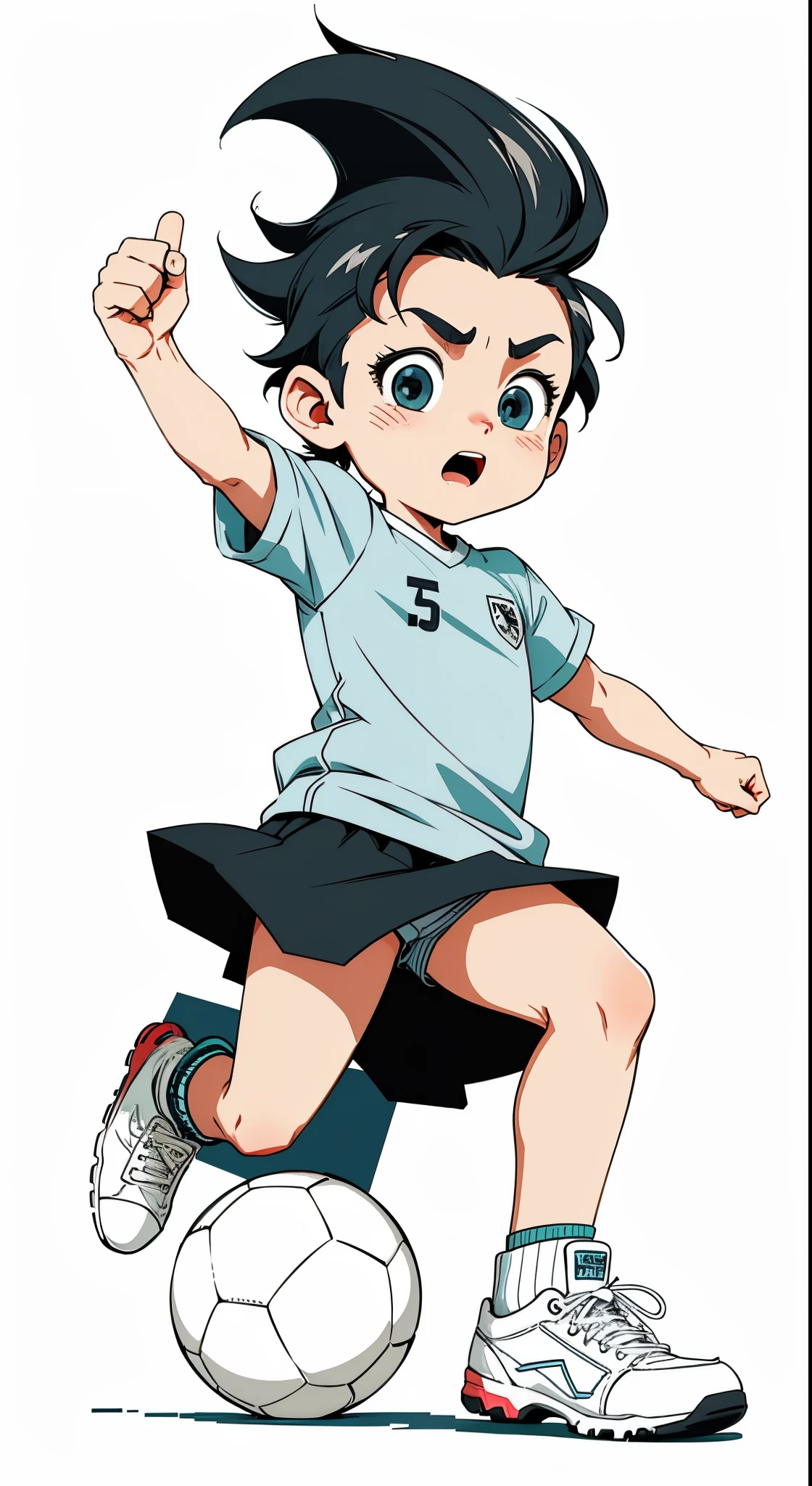 Soccer Kid，Cartoon vector style, change， Flat anime style, Cartoon minimalism, Flat vector art, flatillustration, Cartoon Cute,