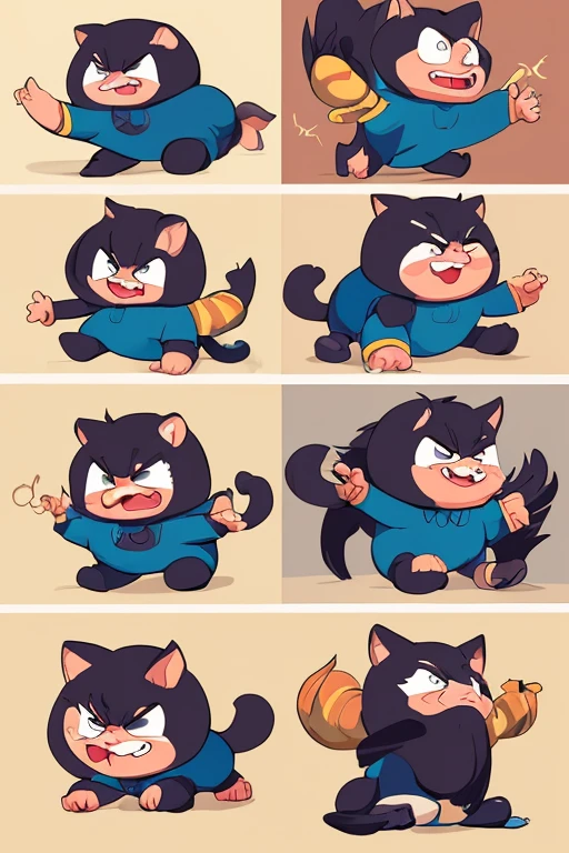 Simple graphic features, thick and cute limbs, simple and cutemovements, Jean Julien. four cute poses and expressions, laughing, angry,speechless, sad. different emotions, multiple poss and expressions, illustrations,flatcolors, simple line 2d painting, popular artstations, digital art,pixel style cartoons, lineworks, 8k