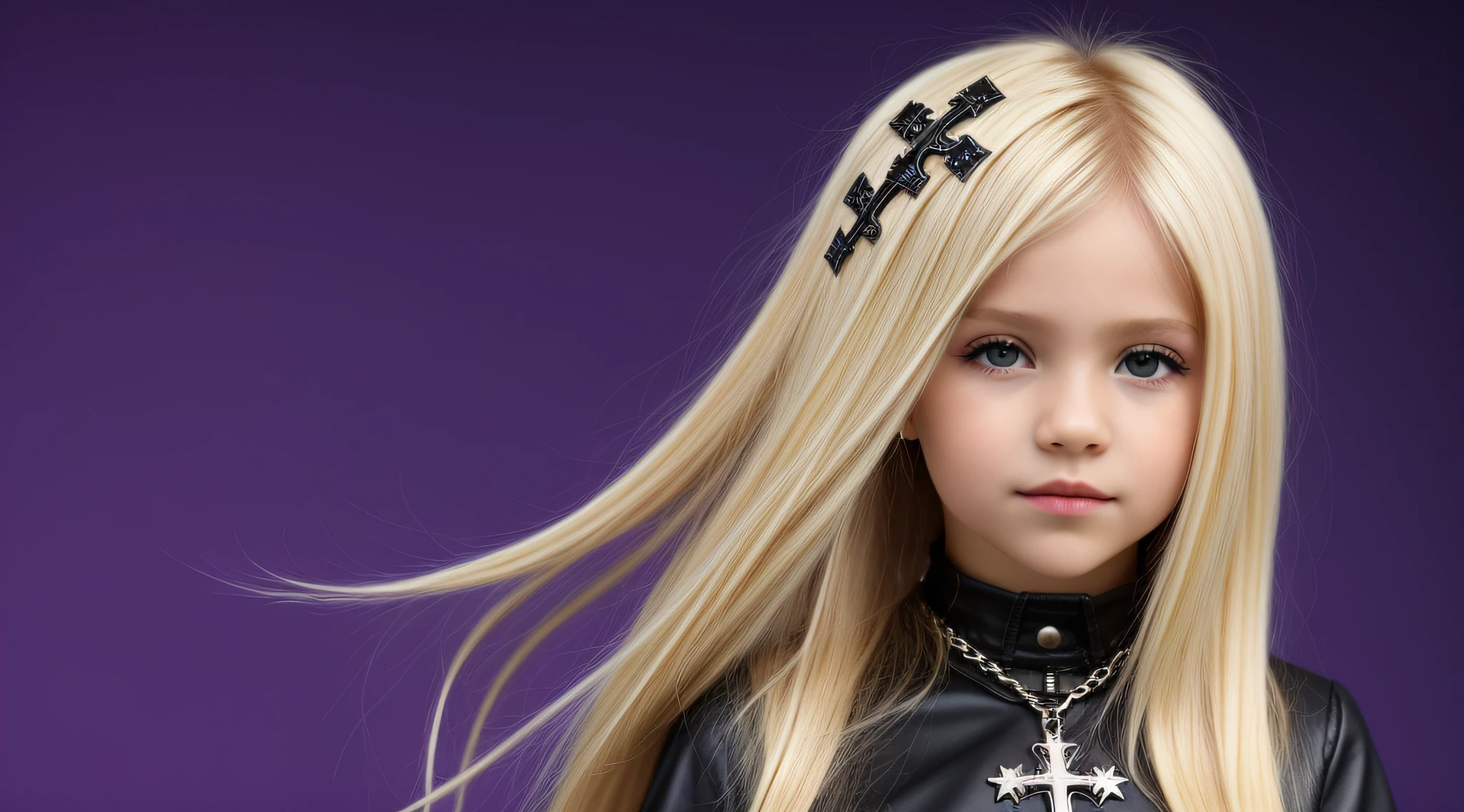 CABELO LOIRO KIDS  CABELO LONGO METAL HAIR , Gothic cross, cruz, Cruzes, fundo roxo