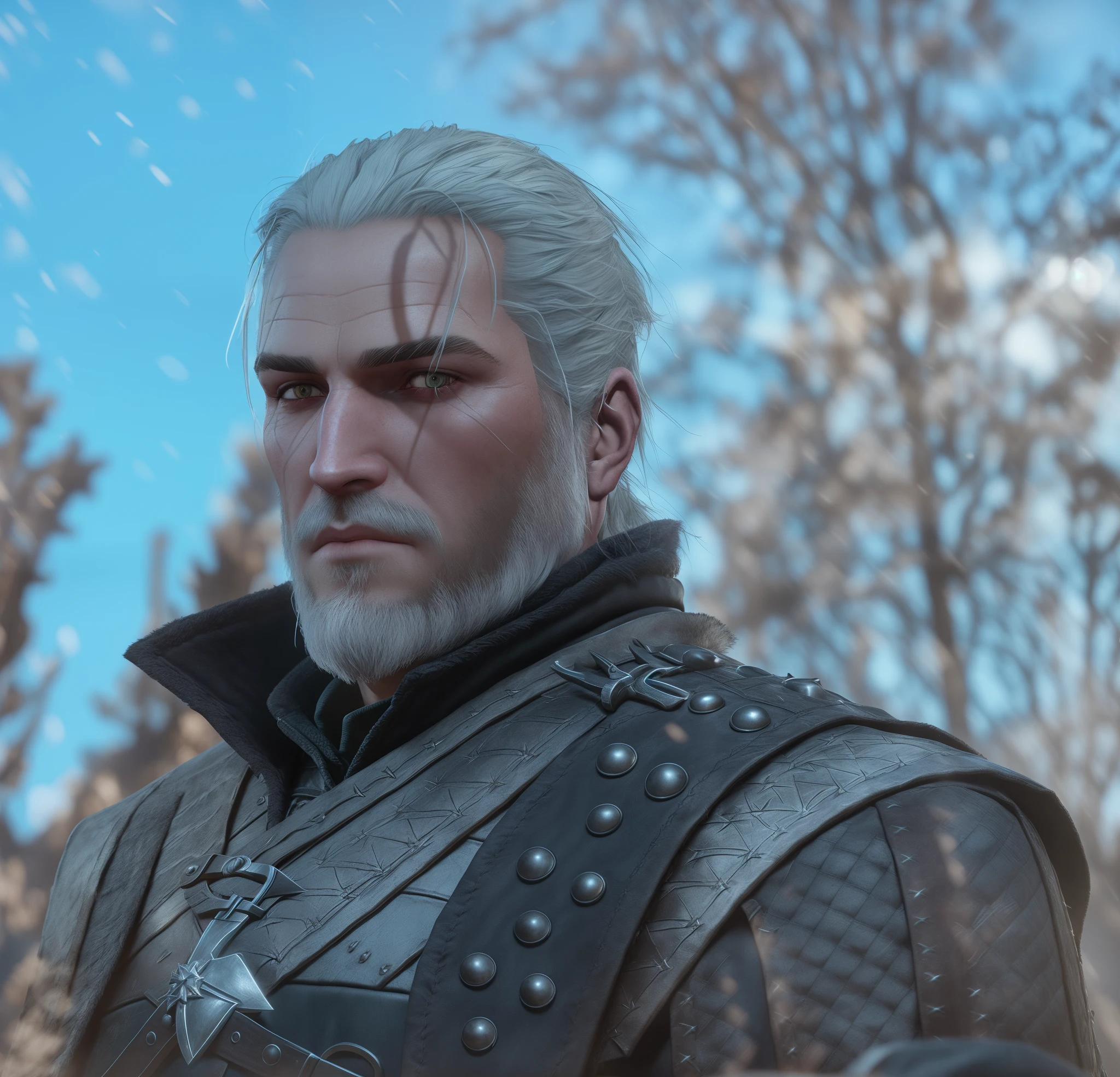 geralt of rivia, masterpiece photo of geralt, dynamic lighting, epic realism, award winnig picture.
