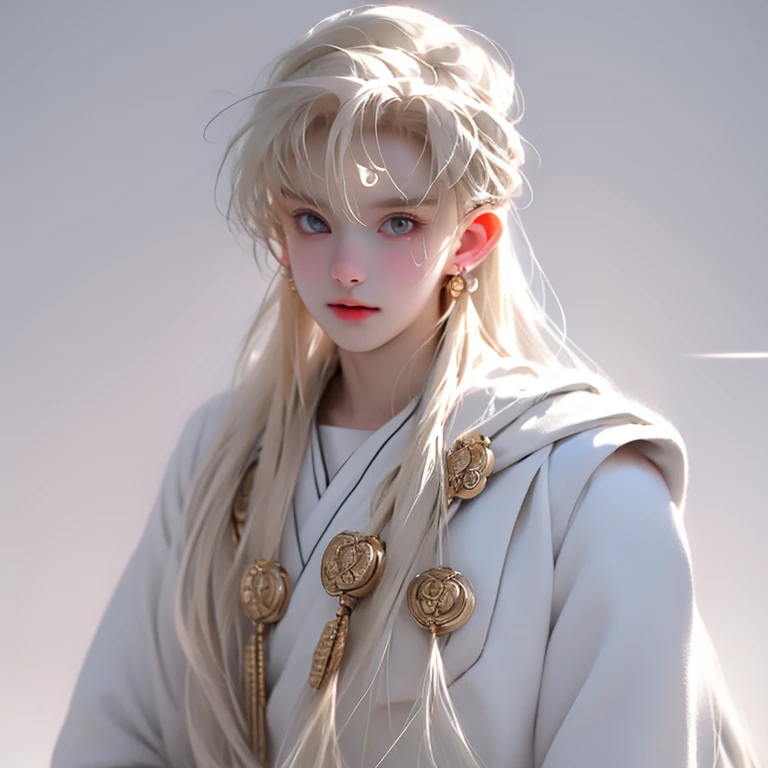 White-colored skin,Blonde hair,prinz,Deities,quadratic element,schoolboy,Handsome,Long gray hair,A boy with,schoolboy,kinako,White coat,Thick hair,Comb-over hairstyle,jewely