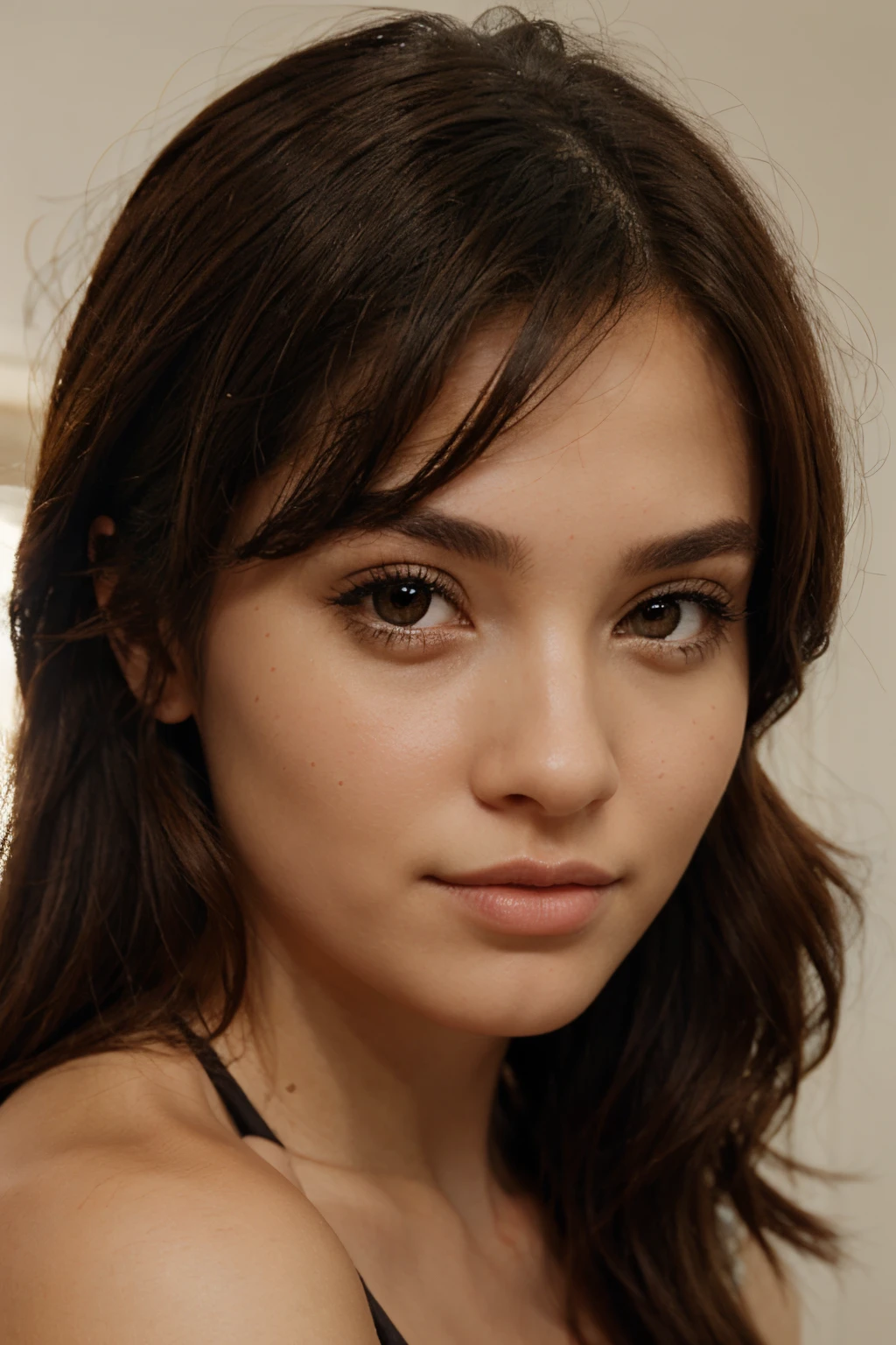beautiful woman with round brown eyes