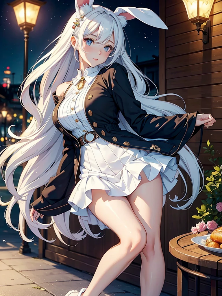 She is an amazing girl and a masterpiece of beauty in the world of anime. Her figure is characterized by delicate and complex details that reflect the best quality in elegant drawing.. It has an appearance "cute" It exudes attractiveness, giving it a charming and attractive character.
Her hair, as white as the moon, falls elegantly around her shoulders, adding a special touch of elegance and charm. She wears a long-sleeved jacket, but the shoulders are bare, highlighting her natural beauty. She is decorated with a beautiful skirt characterized by bright white colors, which increases her femininity and attractiveness.
Ariza carries a food necklace, which adds a distinctive aspect to her look, and shows her attractive personality. Her slippers are shaped like bunny ears, which gives her more cuteness and beauty.
It is characterized by the dreamy and contemplative look it casts at the viewer, which gives it a deeper and more romantic character. She is a unique personality with a stunning appearance and charming elegance that attracts attention with its sophisticated and distinctive beauty.
