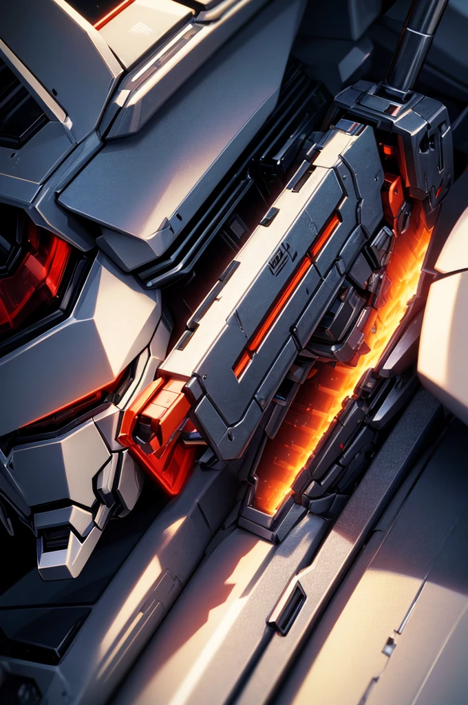 a close up of a robot with a sword and a light on, rendered in redshift, cool mecha style, 4K highly detailed digital art, Advanced Digital Art, 3 d render official art, 8k high quality detailed art, Mobilesuit, Gundam Style, anime styled 3d, 3d render digital art