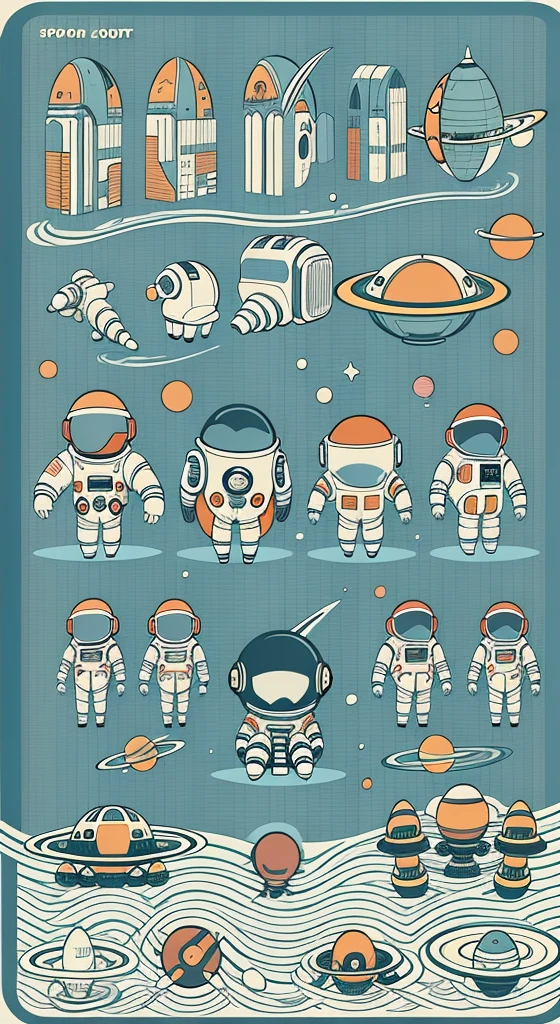 Space poster design。spaceship。The astronaut。Cartoon vector style, change， Flat anime style, Cartoon minimalism, Flat vector art, flatillustration, Cartoon Cute,