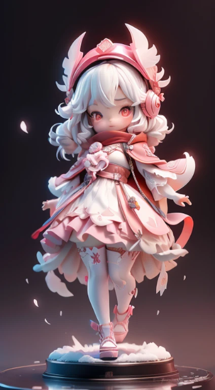 Blind box style， Girl in pink dress posing enchantingly，Keqing from Genshin Impact，Nakari from Genshin Impact，（Barbie wears white lace stockings，Expose side breast），From Azure Lane Video Games，Ki no Sakura，Popular on CGSTATION，ayaka genshin shock，1girl， Feathered feidie_helmet， White furry coat，， yuki， tmasterpiece， 8k， best qualtiy， black long straight hair， Red furry cape， cloaks，There are birds in the sky，There are butterflies in front（full body2.0）Snowy mountains in the back，The sky is blue，Flowers in hand，(realisticlying，真实感，Sexy slim model figure),