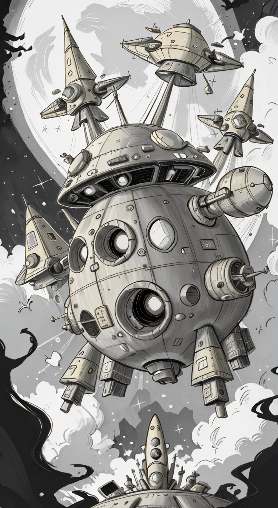 (best quality,4k,8k,highres,masterpiece:1.2),ultra-detailed,retro sci-fi art,spacecraft,spaceship,rocket,cosmic vessel,flying through space,interstellar travel,futuristic spacecraft,vintage sci-fi art,sci-fi mode,spaceship flying around,alien spacecraft,small-sized spacecraft,orbital spacecraft,retro-futuristic,space background,retro spacecraft parked outside,space theme