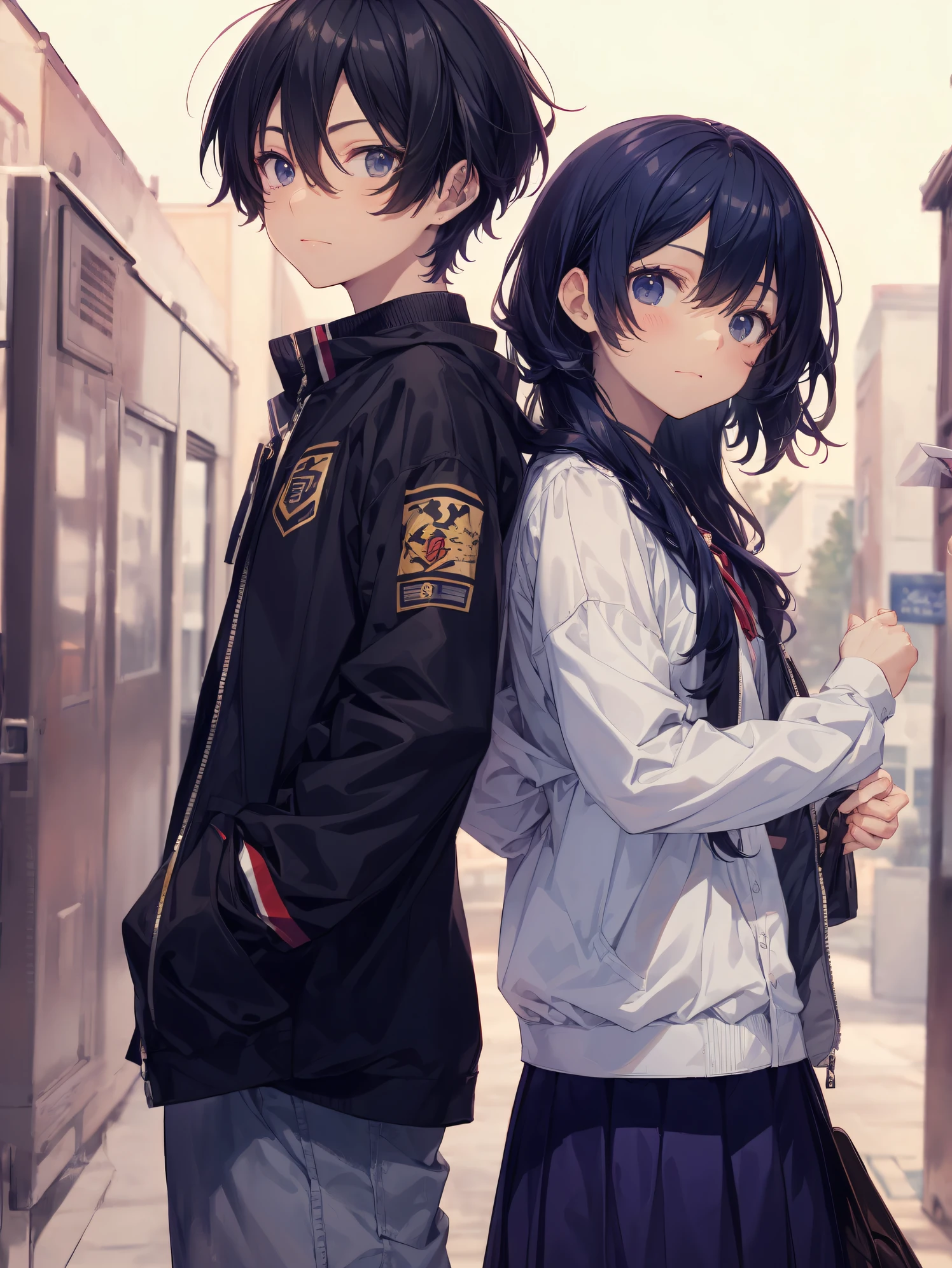 best god quality, Ultra-detailed, anime moe art style,Best Anime 8K Konachan Wallpapers,Pixiv Contest Winner,Perfect Anatomy, (Draw a girl sleepily walking to school. ),BREAK, 1girl is both ceremonial, (Solo,Lori,child,13years:1.3),a junior high school student, Androgynous attraction, (Center part very short hair),hair messy, Forehead, Full limbs, complete fingers,flat chest, Small butt, groin, Small eyes,Beautiful detailed black eyes,Fine pupils,disgusted eye, School uniform, Skirt,On the way to school. BREAK,High resolution,super detailed skin, Best lighting powered by AI, Illustration,