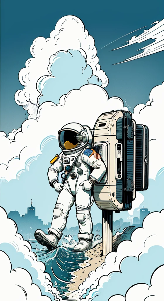 (Best quality,4K,8K,A high resolution,tmasterpiece:1.2),ultra - detailed,(actual,realistically,realisticlying:1.37),designs,The astronaut,Cartoons,Vector style,conversion,Flat anime style,Cartoon minimalism,Flat vector art,illuminations,Cute cartoon