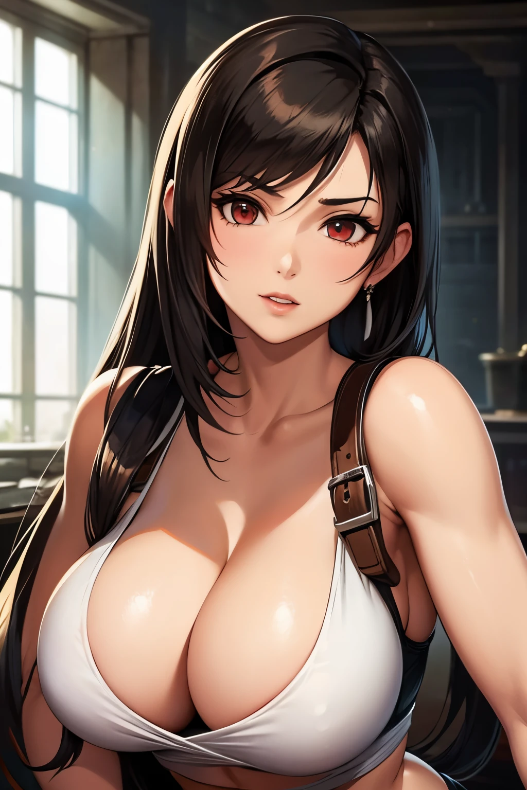 Beautiful girl, Final Fantasy (Tifa), big breasts, cleavage, sexy