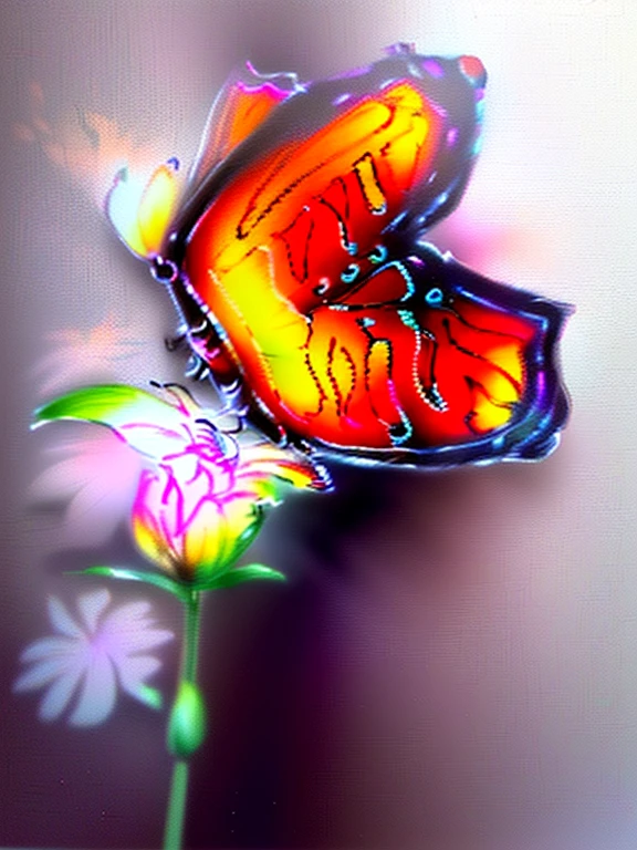 Close-up of ornate butterfly drawing on flower