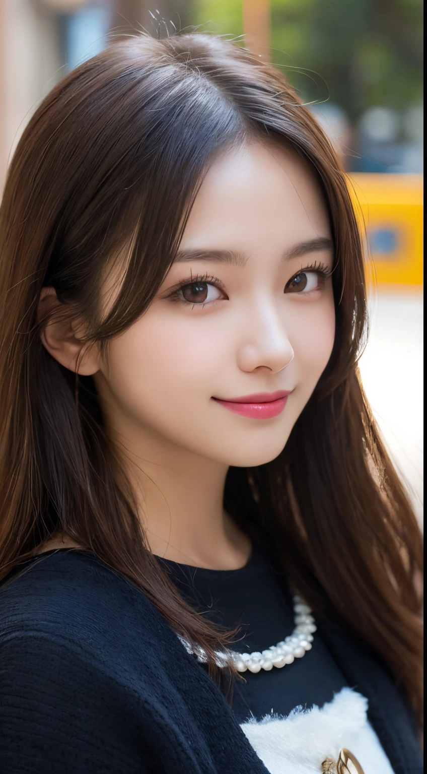 masutepiece, Best Quality, Illustration, Ultra-detailed, finely detail, hight resolution, 8K Wallpaper, Perfect dynamic composition, Beautiful detailed eyes, black fluffy winter clothes,Bob Hair,mid-chest, Natural Color Lip, Bold sexy poses,Smile,Harajuku、20 years girl、Cute、Sexy shot looking at camera,Raw photo,perfect and beautiful face and fingers