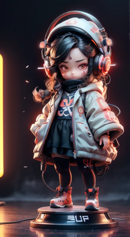 Blind box mode,tmasterpiece, 1 beutiful girl, 詳細な目, eye has swelled up, top-quality, 超A high resolution, (actual: 1.4), 电影灯光, japanes, An Asian beauty, extremely, It's beautiful, Beautiful skins, The slender one, forward leaning, (Surreal), (A high resolution), (8K), (The content is very detailed), ( Best Best Illustration), (beautidful eyes), (ultra - detailed), Detailed faces, Bright lights, profesional lighting、The background is a cyberpunk room,There are many monitors.、The rope is fixed from the clothes、The hair color is red、Wear headphones on your head、small tattoo on face、female game commentator