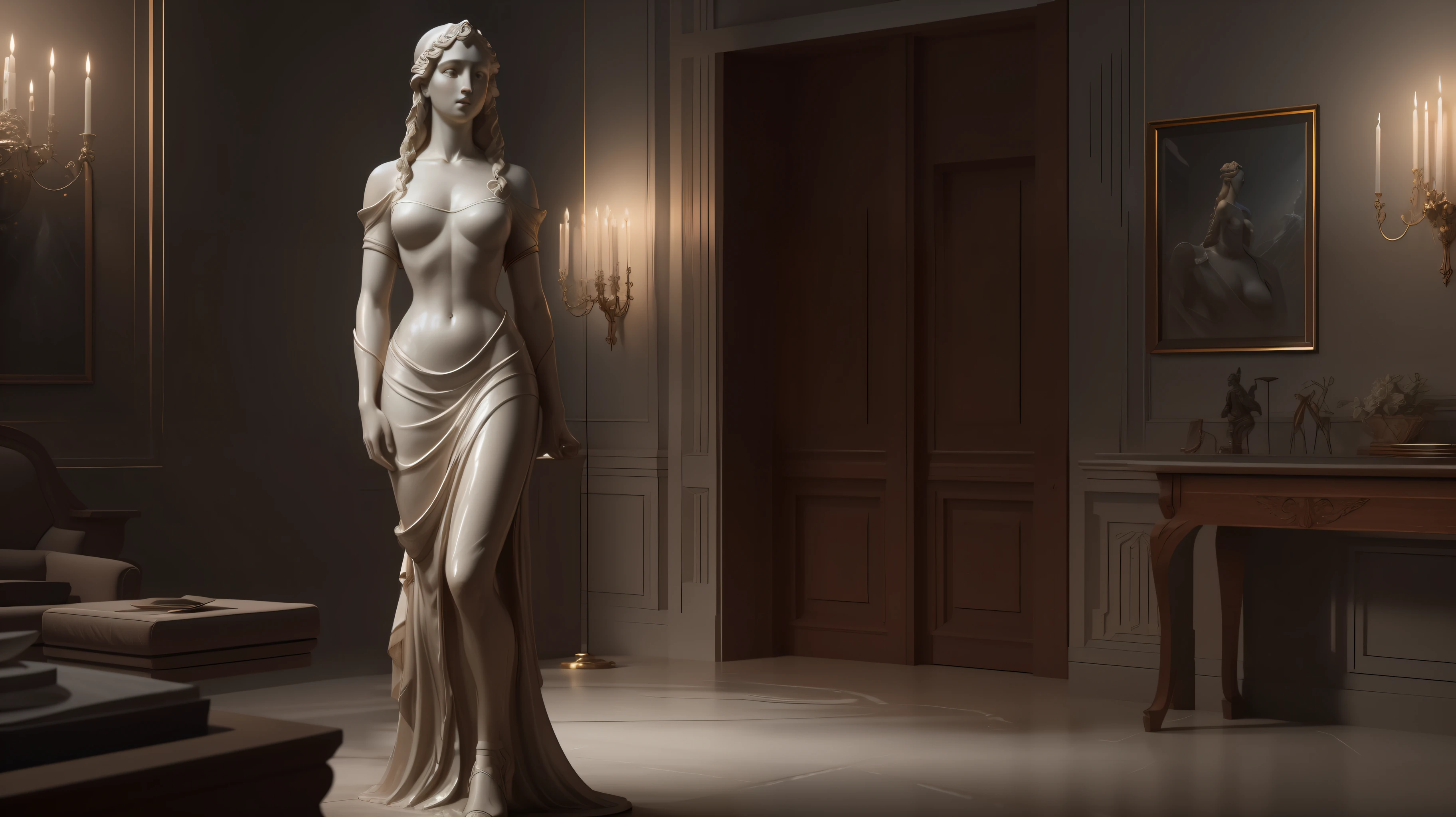 Venus de Milo made of pure white ceramic, um pouco opaco, muito alto detalhado, por (Wadim Kashin:1.25), arstation em destaque, octan render, cinemactic, elegante, intrincado, 8K global illumination, HDR