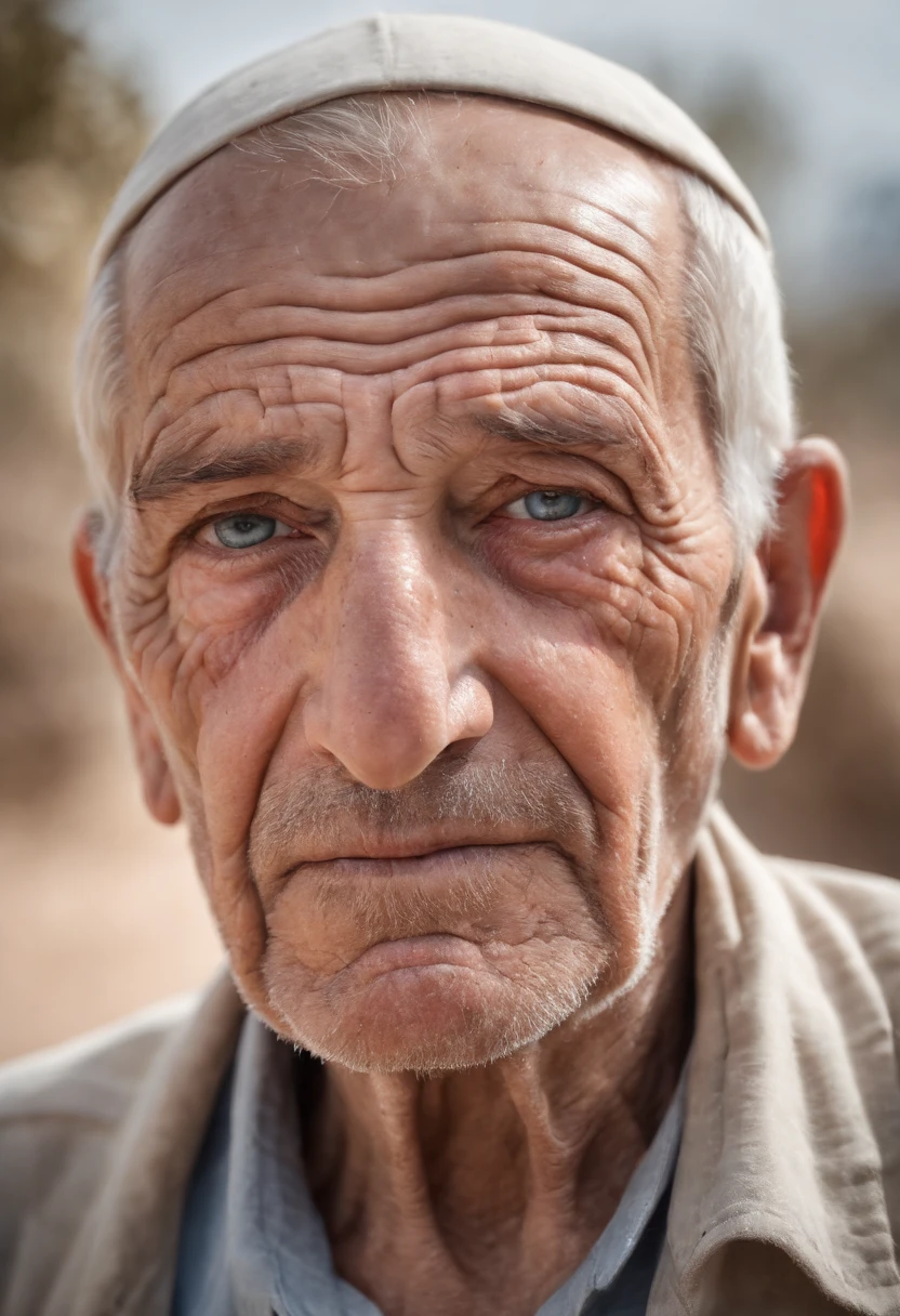 Palestine, old man, suffering, blue eyes, ararabian, after war, (((very wrinkles))), hard working, very proud