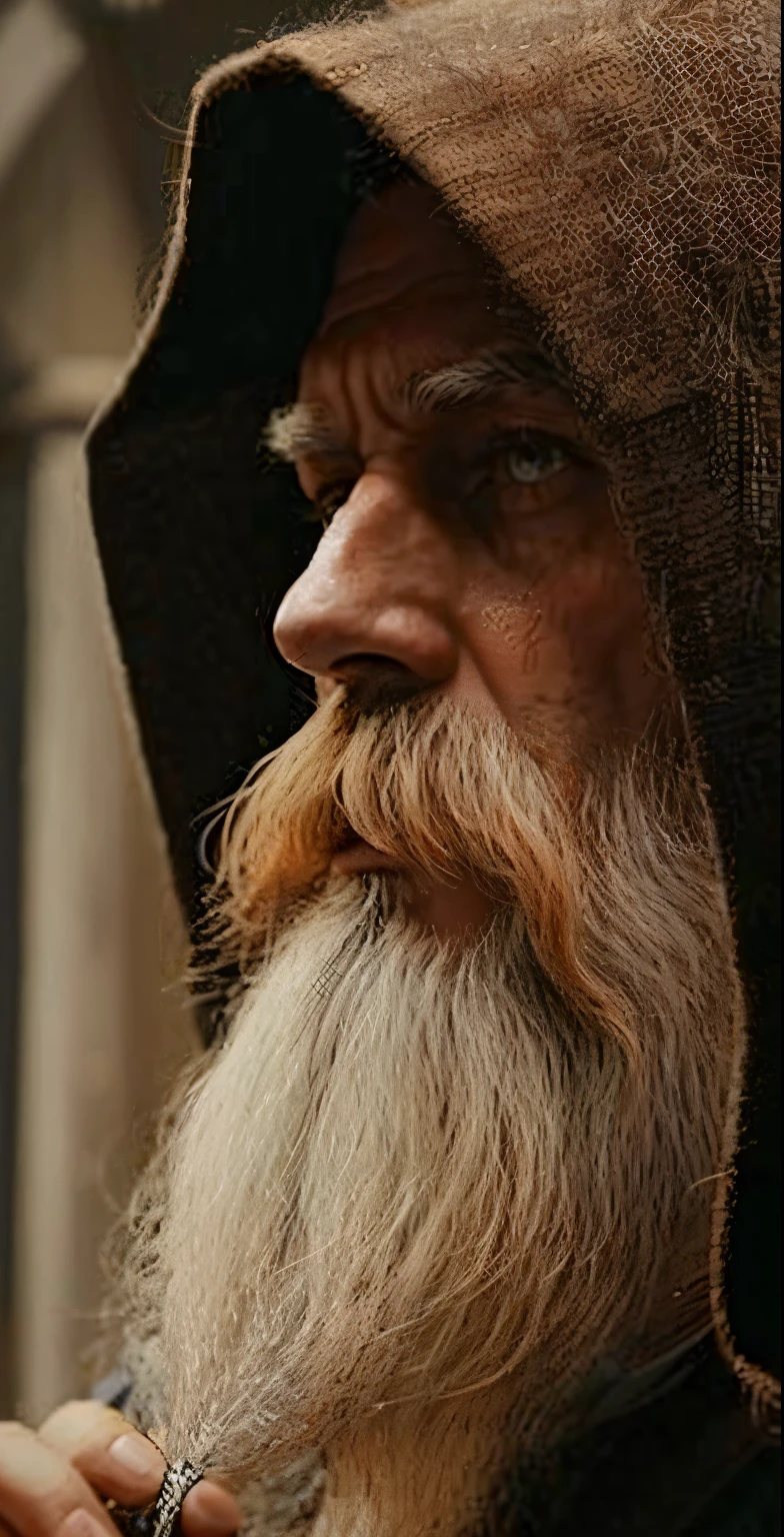 homem arafiado com uma longa barba e um capuz, Velho Mestre Jedi, barba longa, Gimli, barba marrom longa, gimli from lord of the rings, Retrato de um bruxo, Monge ucraniano, barba loira, barba e cabelo brancos muito longos, um velho com barba de gengibre, barba e cabelo brancos arrumados, longa barba cinzenta