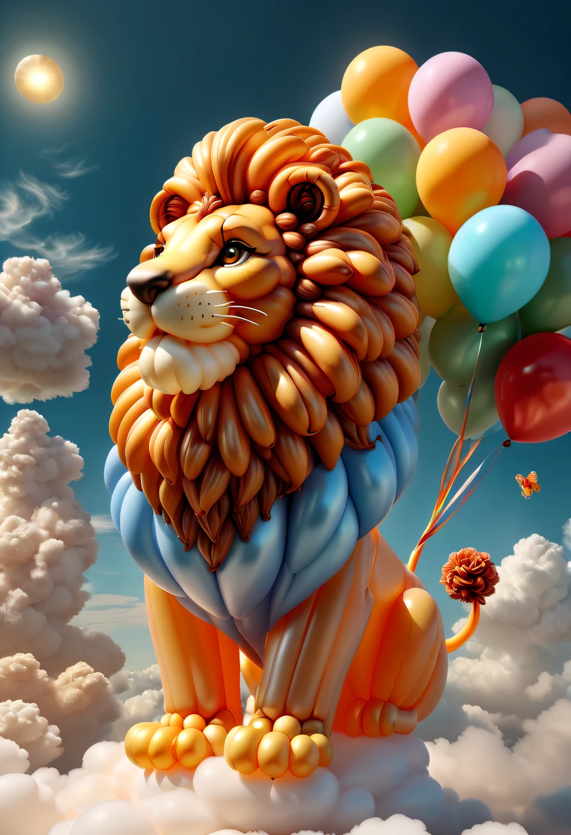 baronzi, Owl made from balloons, Sit on a tree, natta, largeeyes, Shining moon, Glowing moon, foggy ground