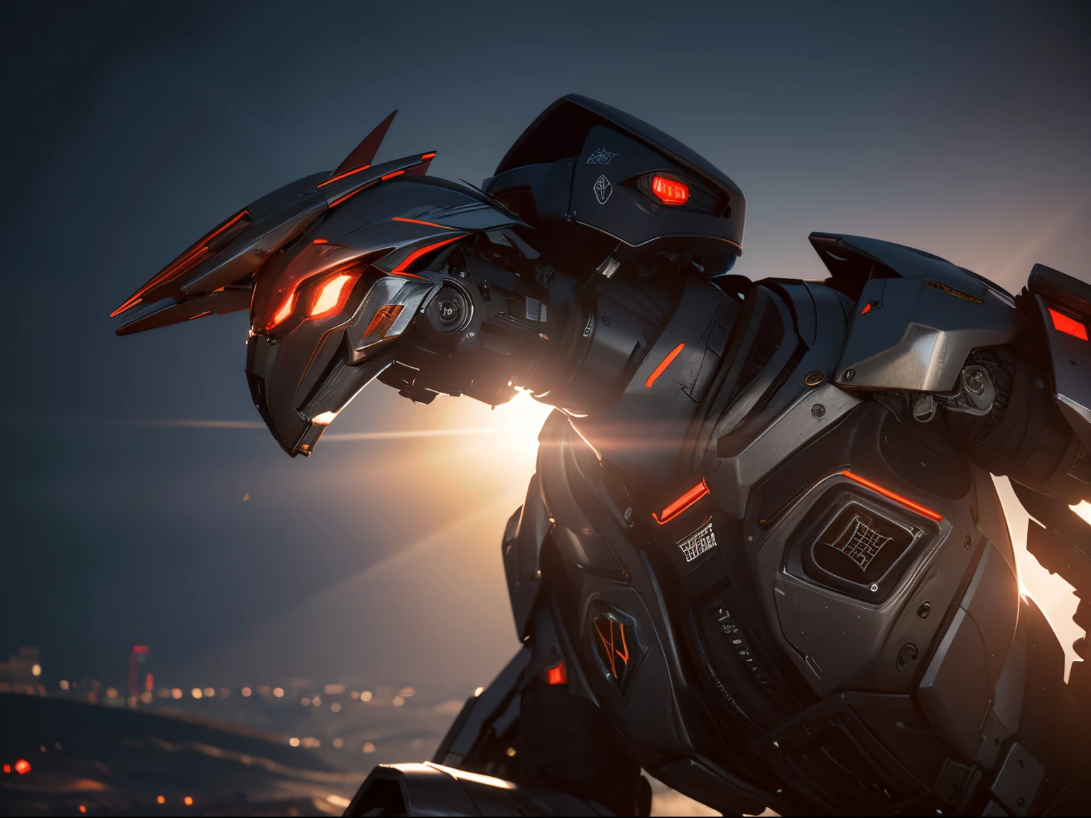 Machinary，platinum，mechs，femele，The character，Macro，over exposure，unreal-engine，cg，3Drenderingof，8K，Light-traced rendering，Light，rich light and shadow，rich details​，best angle