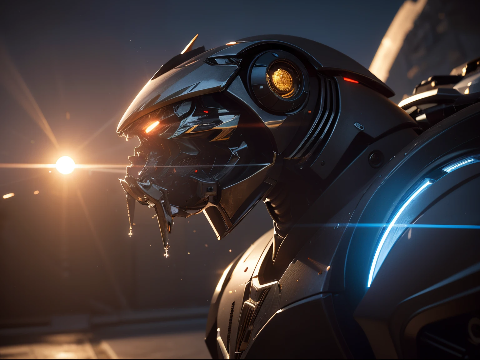 Machinary，platinum，mechs，femele，The character，Macro，over exposure，unreal-engine，cg，3Drenderingof，8K，Light-traced rendering，Light，rich light and shadow，rich details​，best angle