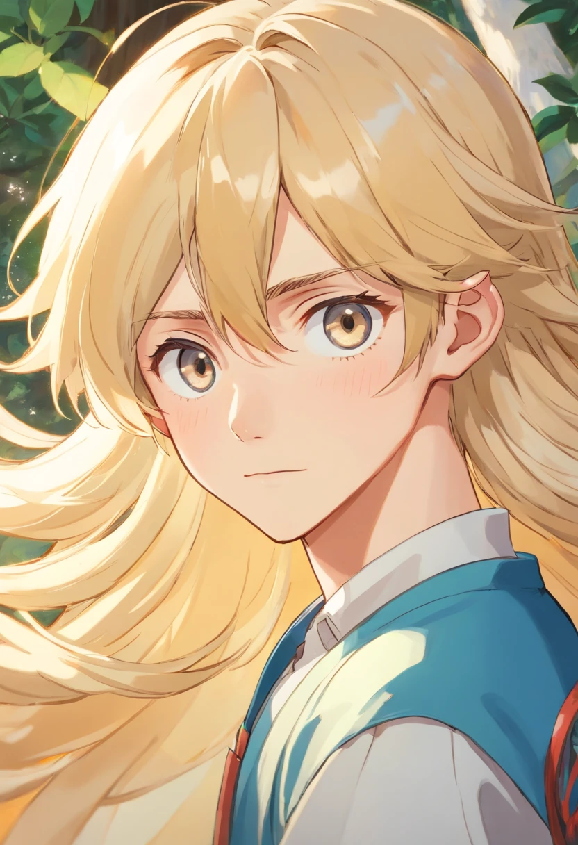 Beautiful blonde boy,quadratic element,japanese manga,White-colored skin,Handsome and handsome,Long blonde hair