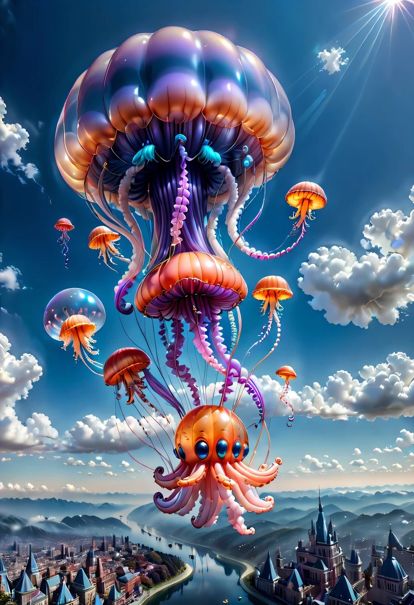 baronzi, Owl made from balloons, Sit on a tree, natta, largeeyes, Shining moon, Glowing moon, foggy ground
