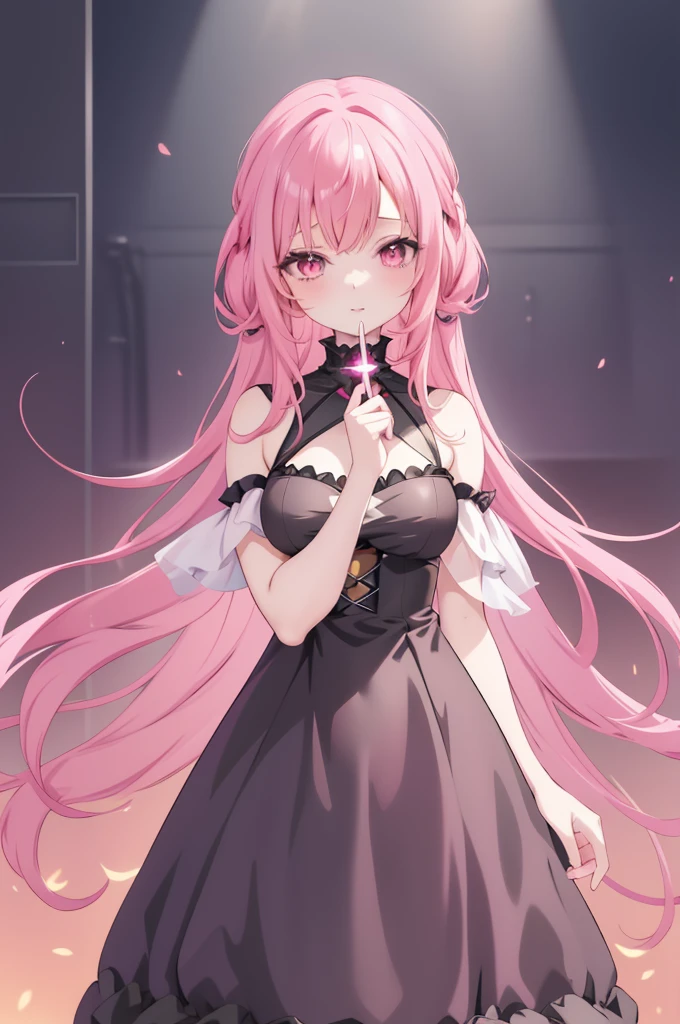 Anime girl with pink hair and black dress posing, seductive anime girls, Cute anime waifu wearing beautiful clothes, [ 4K digital art ]!!, small curvaceous loli, smooth anime cg art, pixiv 3dcg, loli in dress, best anime 4k konachan wallpapers, guweiz on pixiv artstation, guweiz