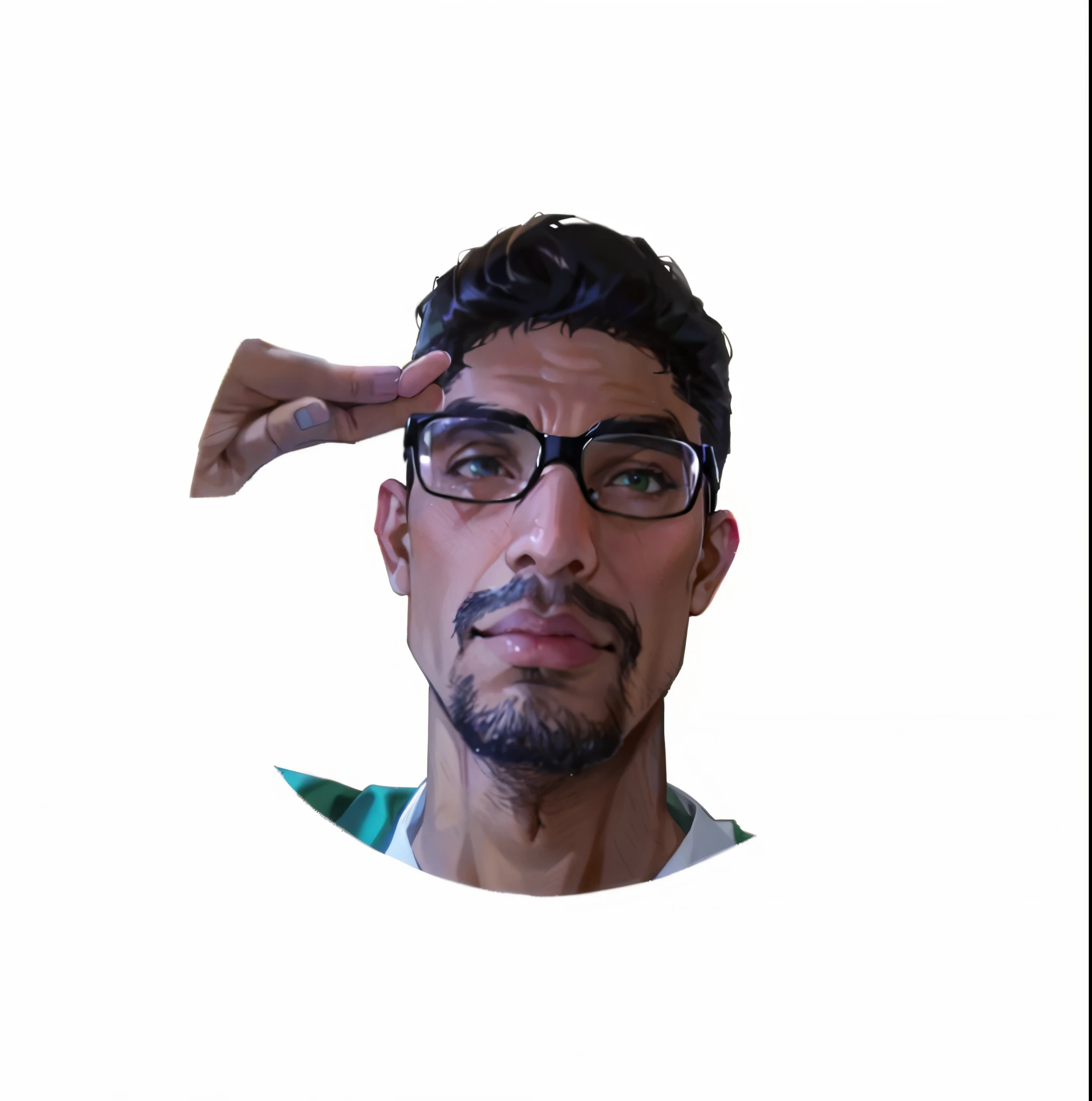 Man in glasses and green shirt looks at the camera, halfbody headshot, imagem de qualidade muito baixa, foto de perfil headshot, com um fundo preto, foto portait foto de perfil, Mohamed Chahin, retrato de meio corpo, na frente de um fundo preto, Atef, inspirado em Ahmed Yacoubi, Emad Mostaque, foto de perfil profissional
