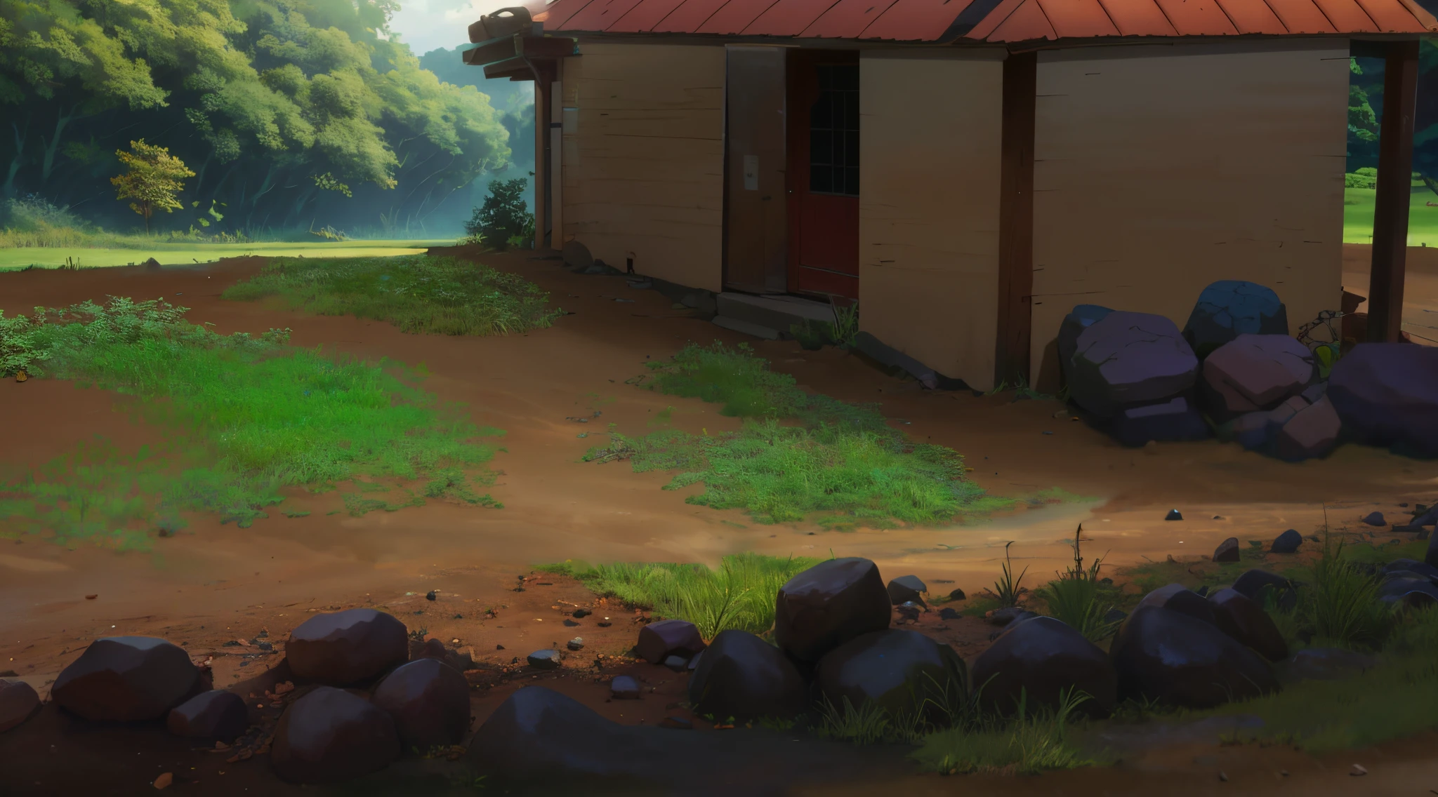 dirt and grass'