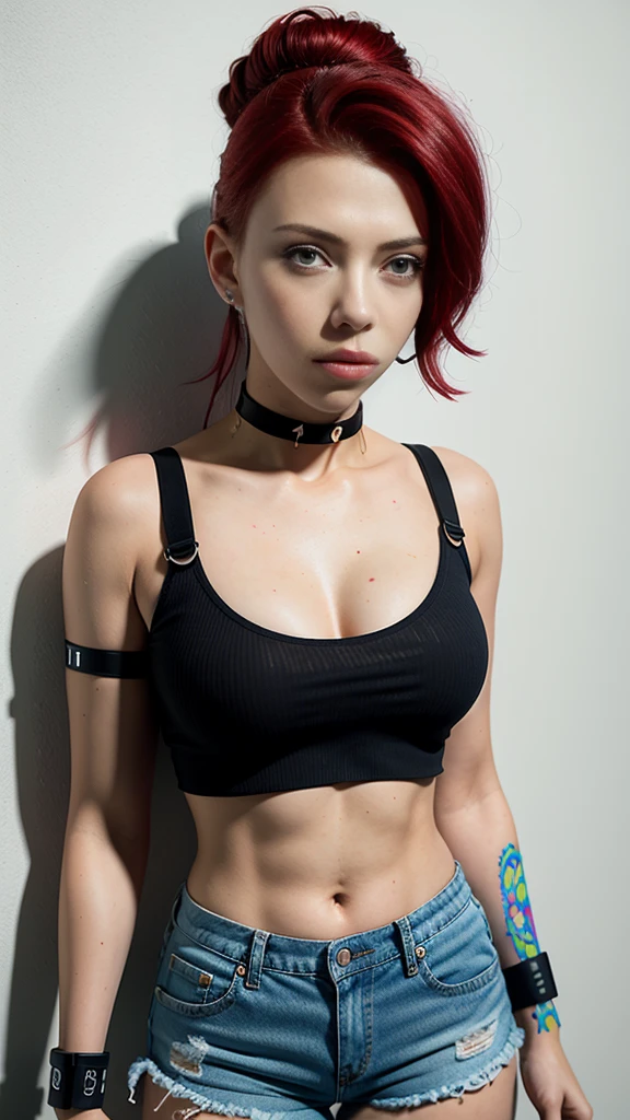 19 years old, woman, Red hair, ideal breasts, 1 Girl, choker, (Punk rock fashion), upper body piercing, short hair,
best quality, detailed