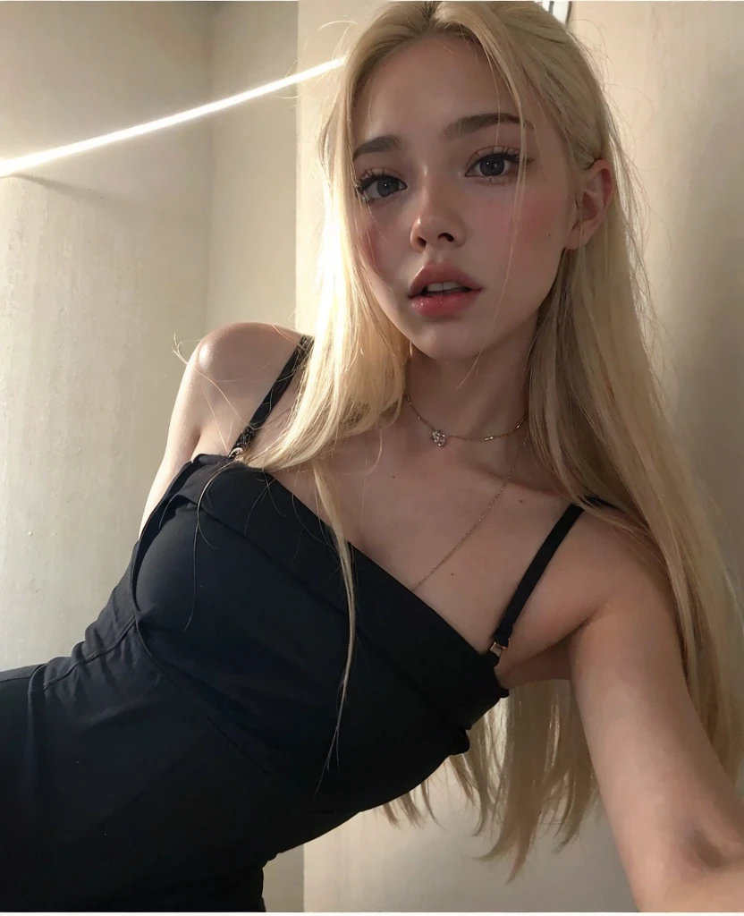 Mujer rubia con pelo largo con un vestido negro y un collar., Ava Max, 18 years old, 1 6 years, Anna Nikolanova aka Newmilky, 19 year old girl, Diosa rubia, Yelena Belova, Retrato de Kim Petras, BLONDE CHILD girl, 2 4 year old female model, Cabello largo y rubio y ojos grandes, hermosa chica rubia