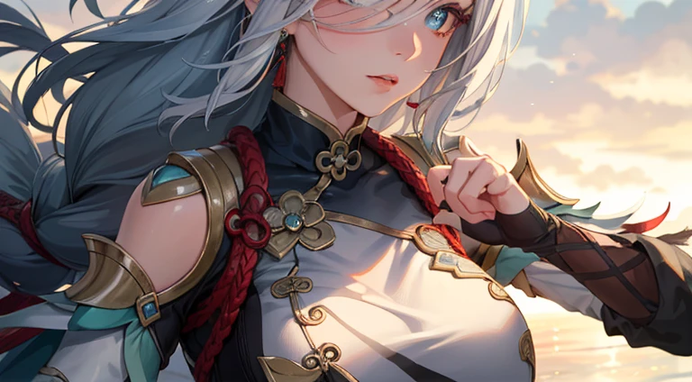 1girl, Shenhe Genshin Impact,detailed,aesthetic,(amazing quality:1.5),masterpiece,best quality
