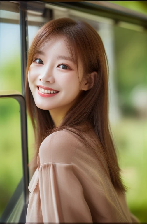 ((top-quality、8k、masterpiece:1.3))、focus:1.2、Perfect Body Beauty:1.4、See-through blouse、Highly detailed facial and skin texture、length hair、a smile