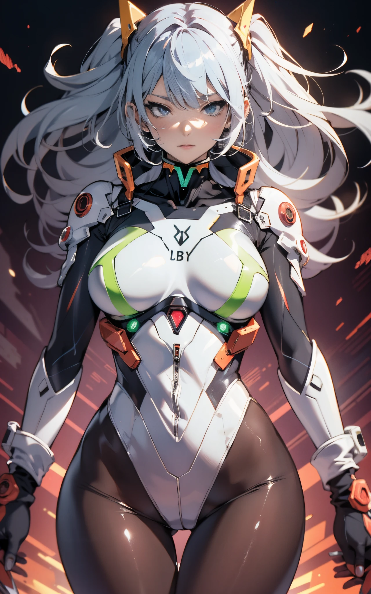 (((Adult Woman))), ((Best Quality)), ((masutepiece)), (Detailed: 1.4), (Absurd), 35-year-old adult woman with Simon Bisley-style micro thong, Genesis evangelion neon style clothing, 2-piece clothing, Long silver hair, arm tatoo, cybernetic hands, pastel, Centered, scale to fit the dimensions, nffsw (High dynamic range),Ray tracing,NVIDIA RTX,Hyper-Resolution,Unreal 5,Subsurface Dispersion,  PBR Texture, Post-processing, Anisotropy Filtering, depth of fields, Maximum clarity and sharpness, Multilayer textures, Albedo and specular maps, Surface Shading, accurate simulation of light and material interactions, Perfect proportions, Octane Render, Two-tone lighting, Wide aperture, Low ISO, White Balance, thirds rule, 8K Raw, Crysisnanosuit,loraeyes,nijistyle,pantyhose,Blue eyes