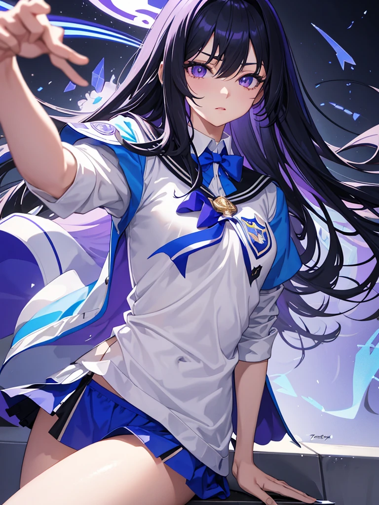 Anime Girls with long hair and blue dress walking down stairs, Beautiful anime school girl, Kantai Collection Style, Anime Style 4k, Anime Art Wallpapers 8K, Anime Girls, young Anime Girls, anime art wallpaper 4k, anime art wallpaper 4k, Beautiful anime artwork, beautiful Anime Girls, Highly detailed art gems, 4K Manga Wallpapers