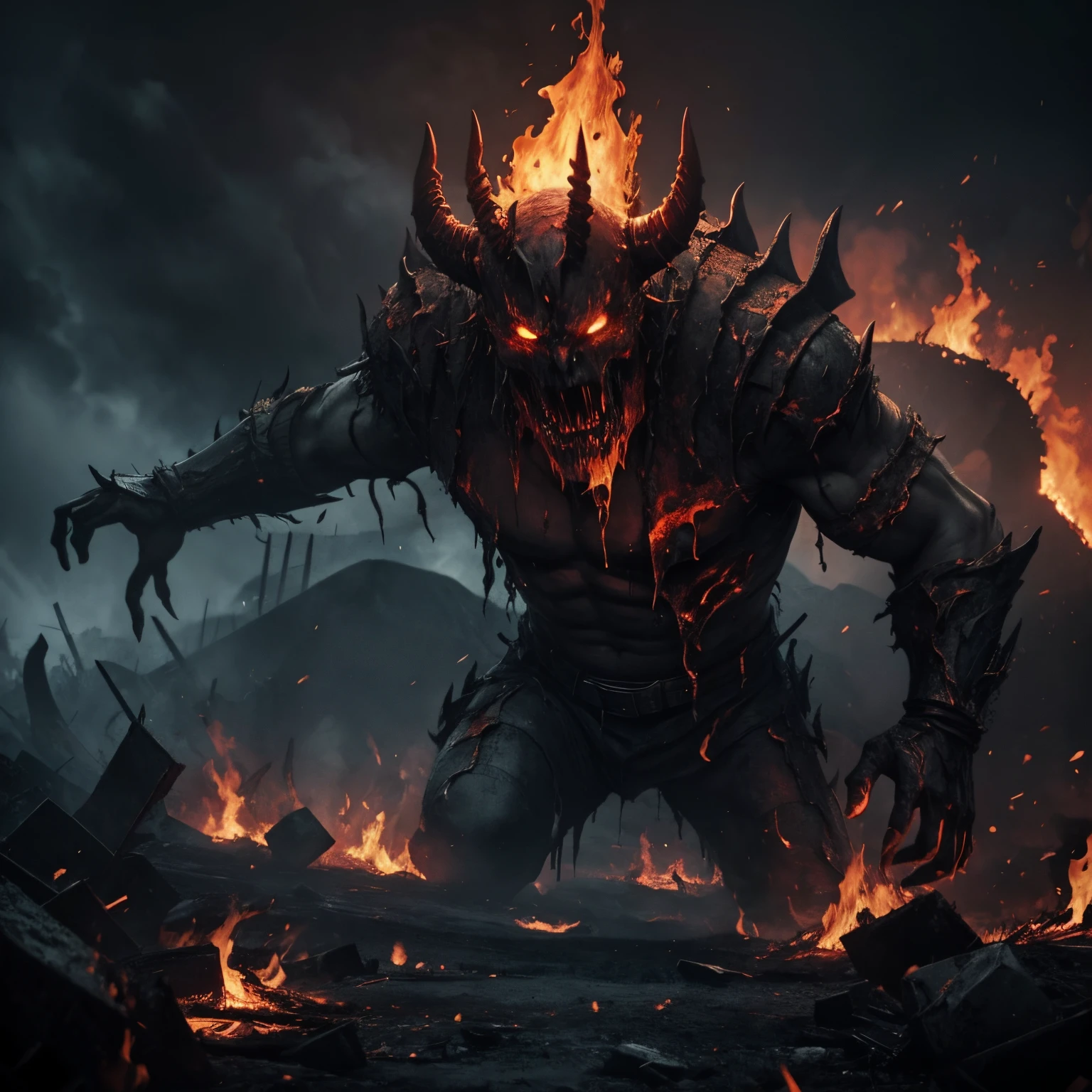 Landscape, Hell, demons, fear, dark, fire, ghosts, anguish, pain, torture,