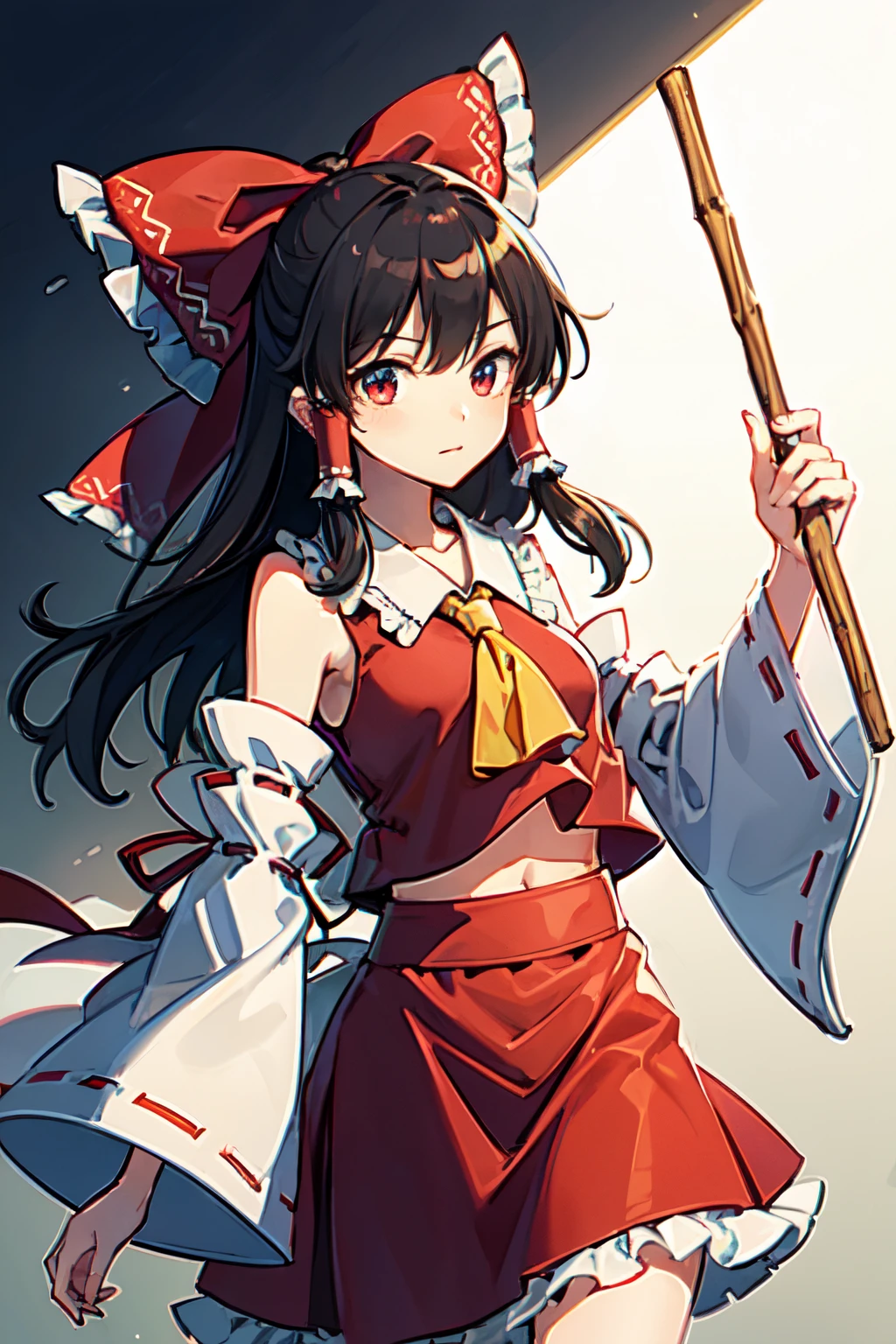 Hakurei Reimu,Touhou project, holding short stick