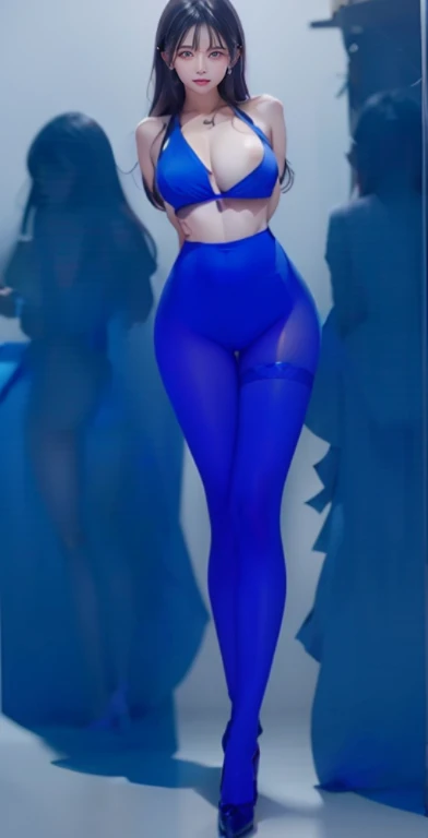 A group of dancers from the Western Regions，The face of a woman in the Western Regions，Klein blue pantyhose，Bright blue stockings，Blue stockings，Blue pantyhose，Super detail，hyper HD,A high resolution,1080p,Anatomically correct，ccurate，huge tit，Cocked buttocks，Physical coordination，Photo portrait，slender thigh，Delicatemakeup，Best quality, Masterpiece, 超A high resolution, RAW photo, Beautiful and aesthetic,deepshadow, (Photorealistic:1.4), full-body composition, Striking perspective，Naked