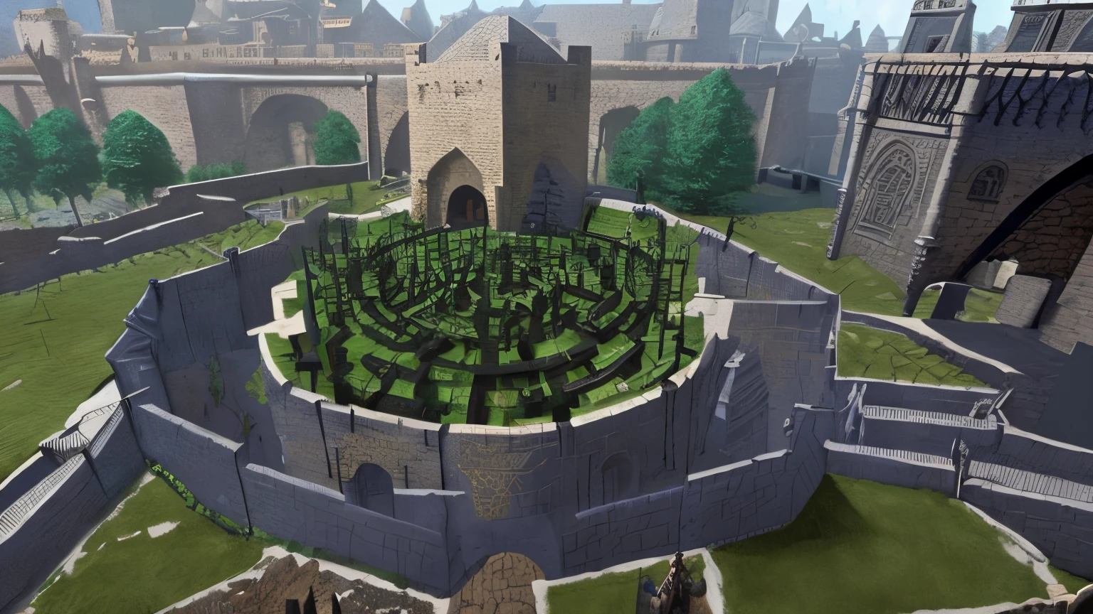Intricate medieval dungeon maze