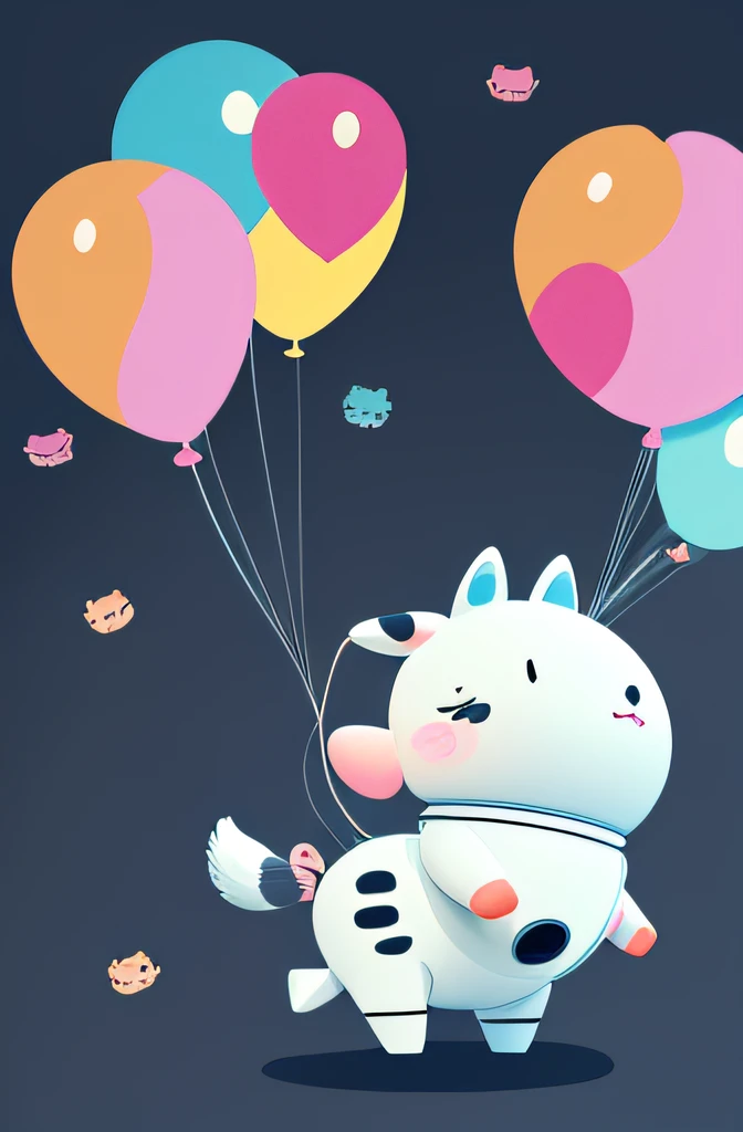 cartoon animal pattern balloon，((Cartoon Cute,Animal motifs))， Cute cartoon style, cute character, 🐋 as 🐘 as 🤖 as 👽 as 🐳, adorable creature, various animals, balloons, cute colorful cute, balloons, Small animals,