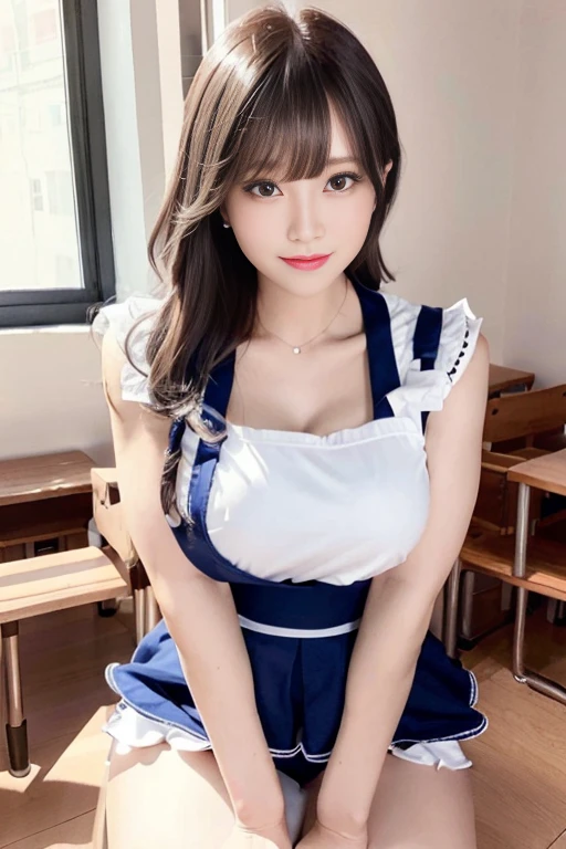 top-quality、profetional lighting、Beautiful skin、Huge beautiful ass、(huge beautiful breasts),Very slender、beautiful teacher、beautidful eyes,Beautiful hair、preschool tenafore、kindergarten teacher apron)、Children's playgroundn and open your crotch、Raise both arms、Show both sides、a smile