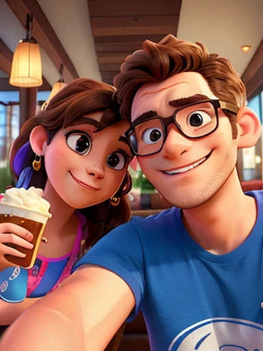 there is a man and woman taking a selfie in a restaurant, reddit post, profile picture 1024px, profile picture, very very good quality picture, taken in the early 2020s, profile image, headshot profile picture, reddit, profile pic, happy couple, 4 k post, 4k post, night!, alex yanes and lisa frank