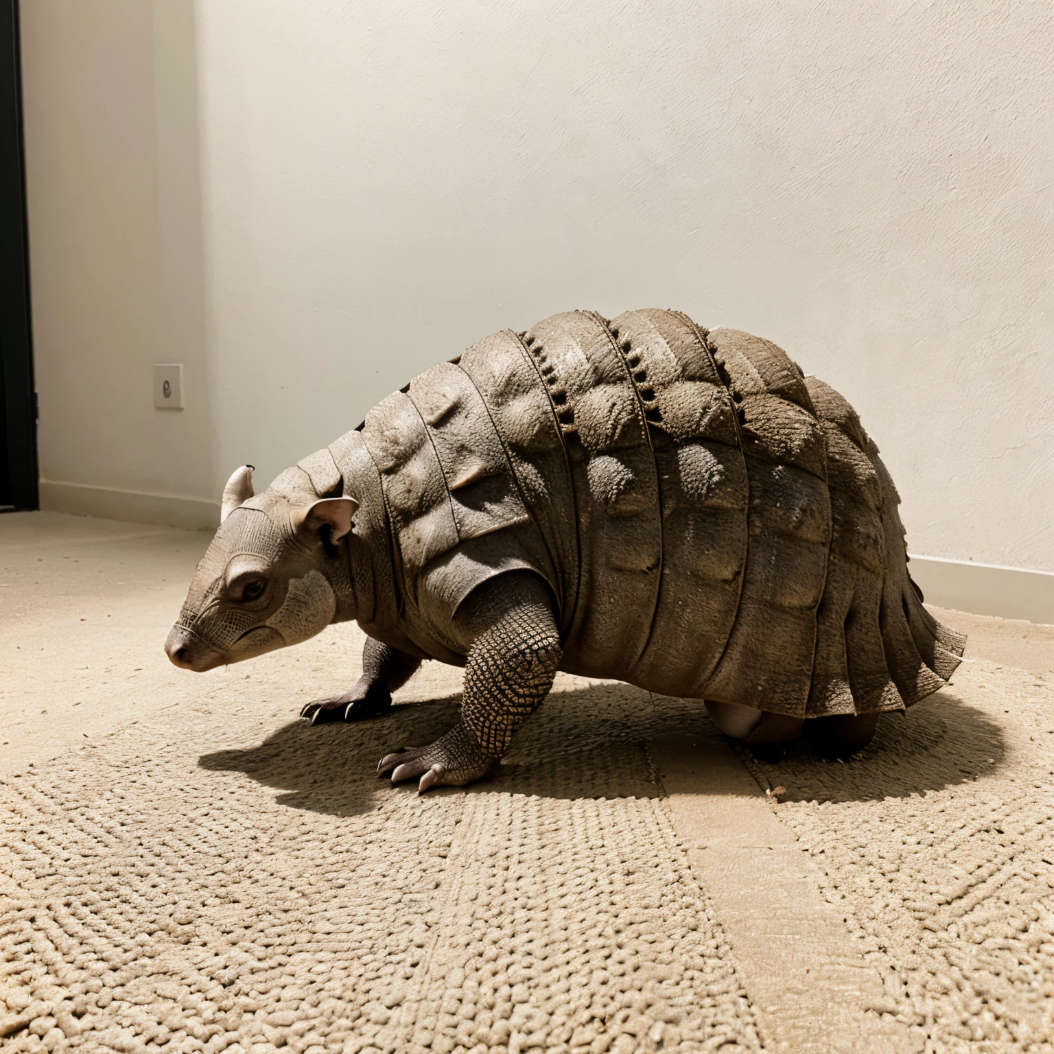 An armadillo with lots of lines