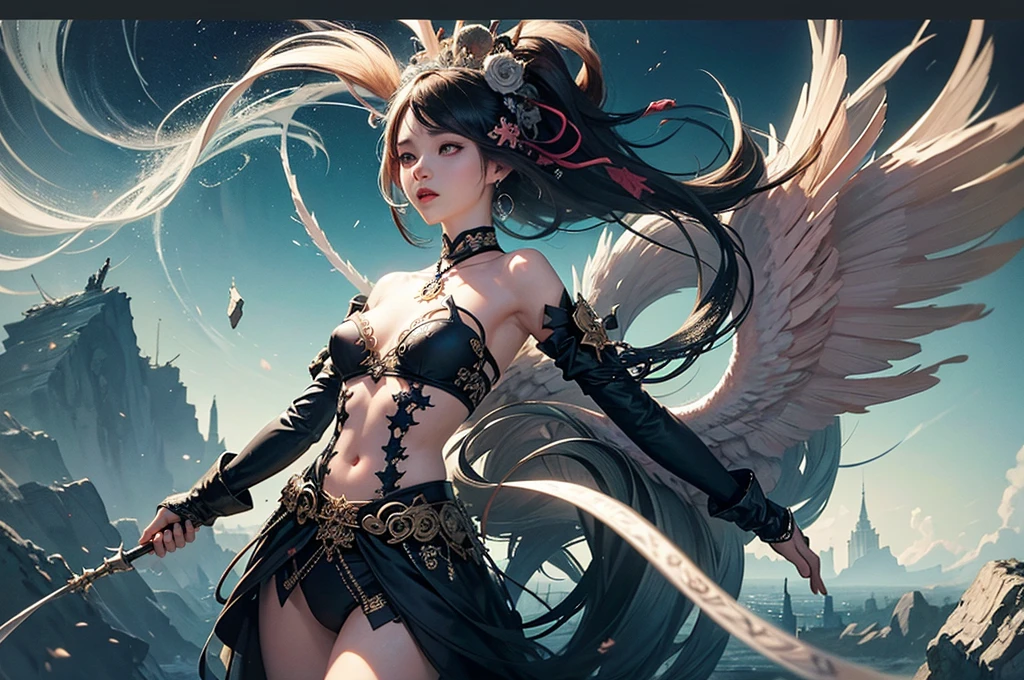 official art, unity 8k wallpaper, ultra detailed, beautiful and aesthetic, masterpiece, best quality, (zentangle, mandala, tangle, entangle), (fractal art:1.3) , 1girl, extremely detailed, dynamic angle, cowboyshot, the most beautiful form of chaos, elegant, a brutalist designed, vivid colours, romanticism, by james jean, roby dwi antono, ross tran, francis bacon, michal mraz, adrian ghenie, petra cortright, gerhard richter, takato yamamoto, ashley wood, atmospheric, ecstasy of musical notes, streaming musical notes visible