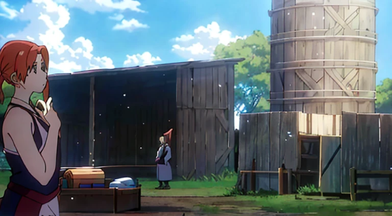 Animated scene of a woman standing in front of a barn with hay, Today’s recommended anime is still, anime scene, 2 0 1 9 animation screenshots, Still from TV animation, Screenshot of the animated movie, Still from anime, anime movie screenshot, anime still images, anime still frame, animation still frame, in the anime film, anime movie scene