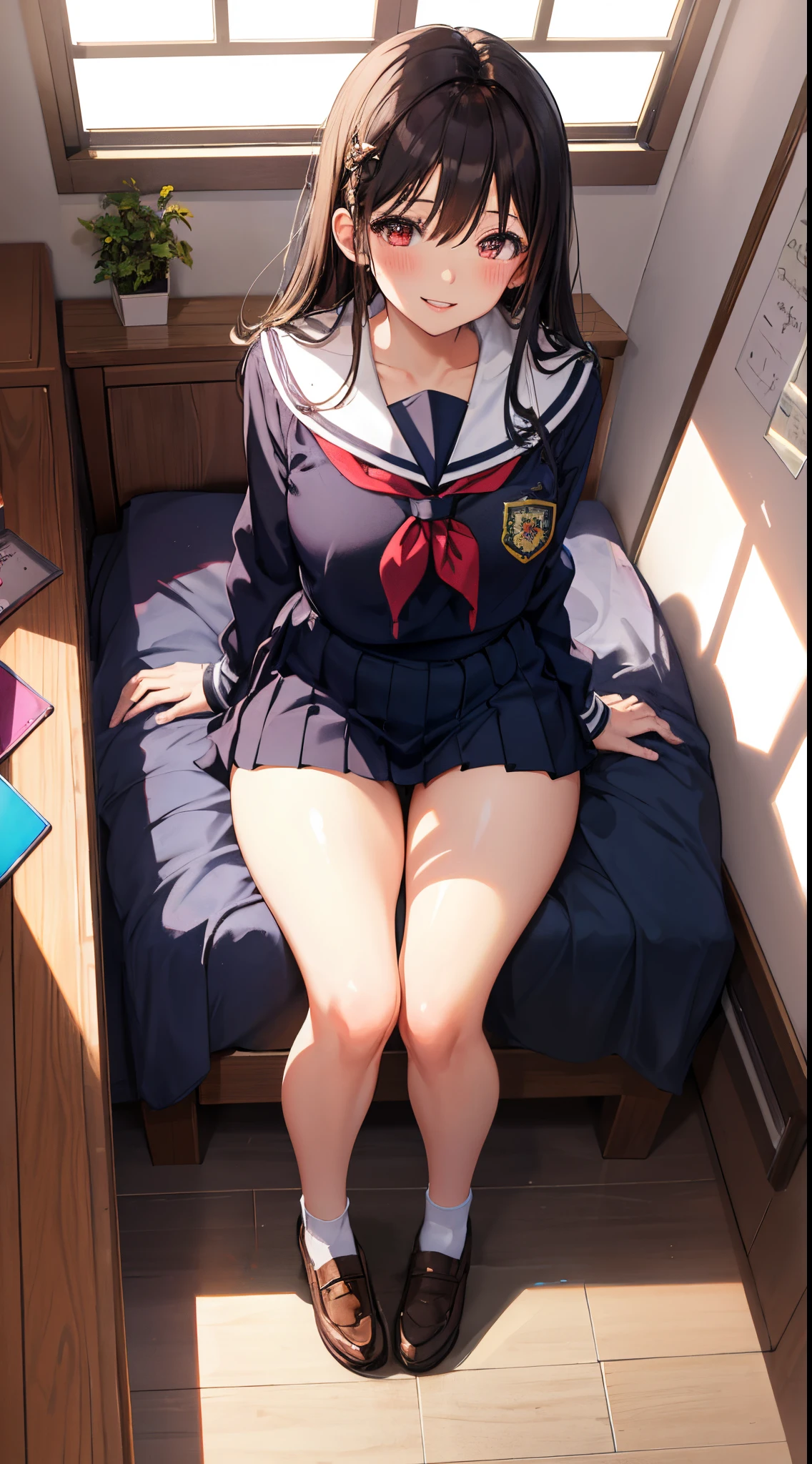 Uniform JK no panties M-shaped spread legs