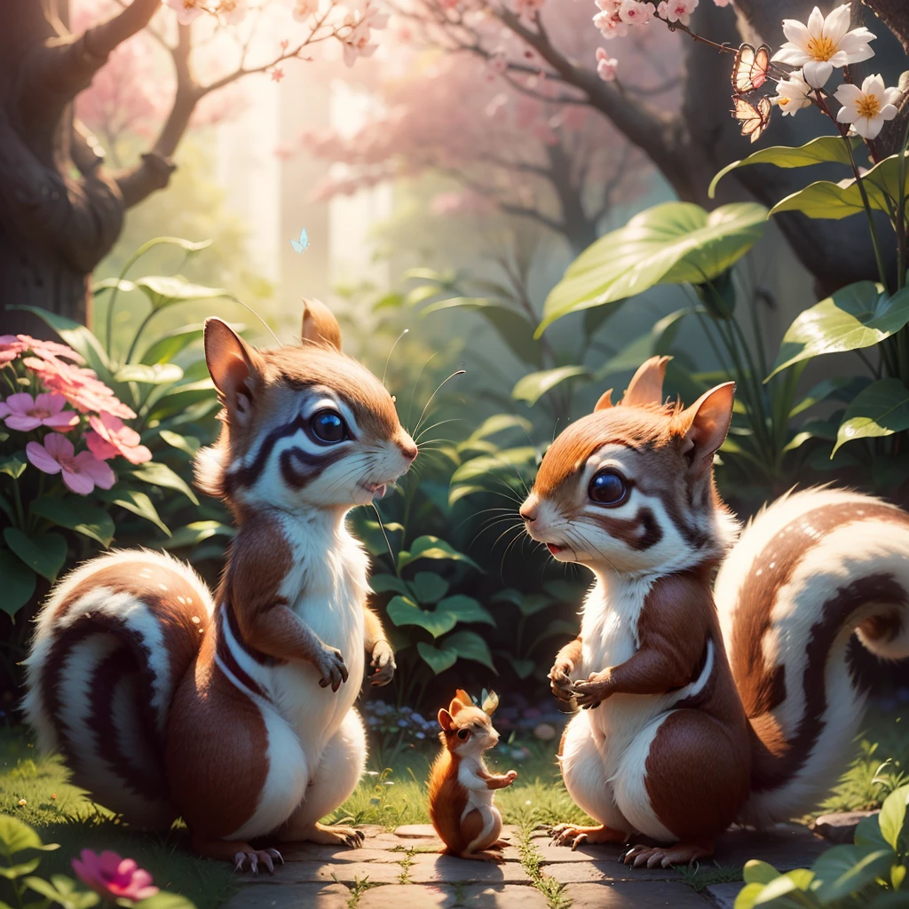 A talking squirrel and a kind butterfly in the dreamy garden --auto --s2