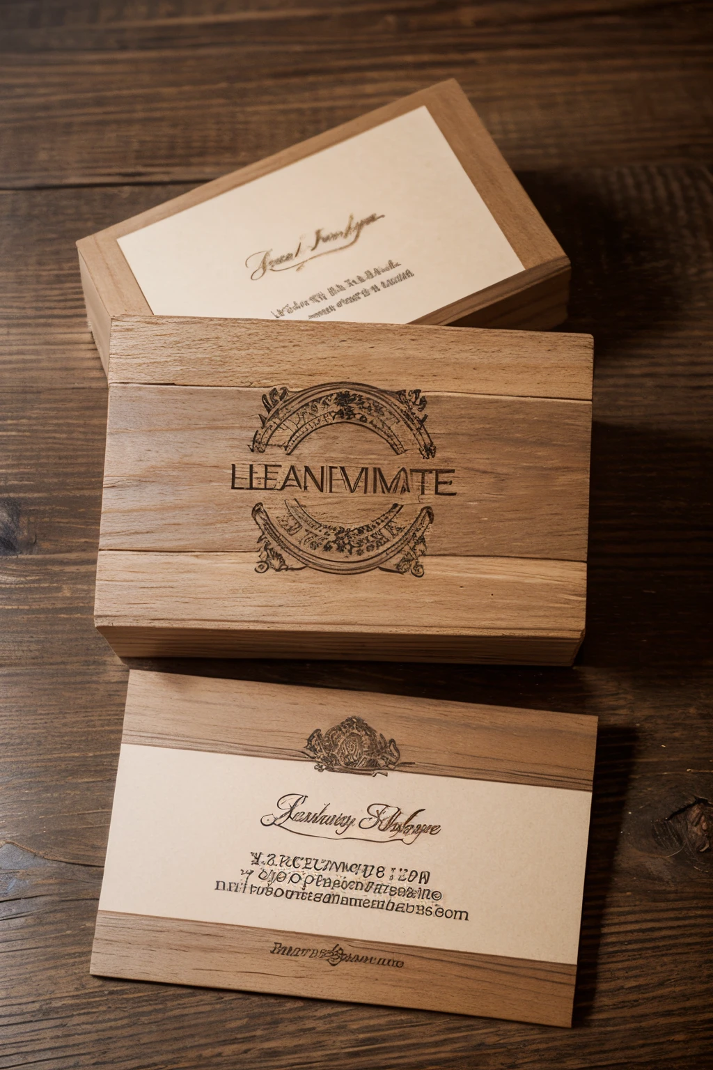 "Design a sophisticated and memorable business visiting card with a captivating wooden texture background, emphasizing the essence of timeless craftsmanship and natural elegance. No text should be included on the card, allowing the rich wooden texture to speak for itself and leave a lasting impression."