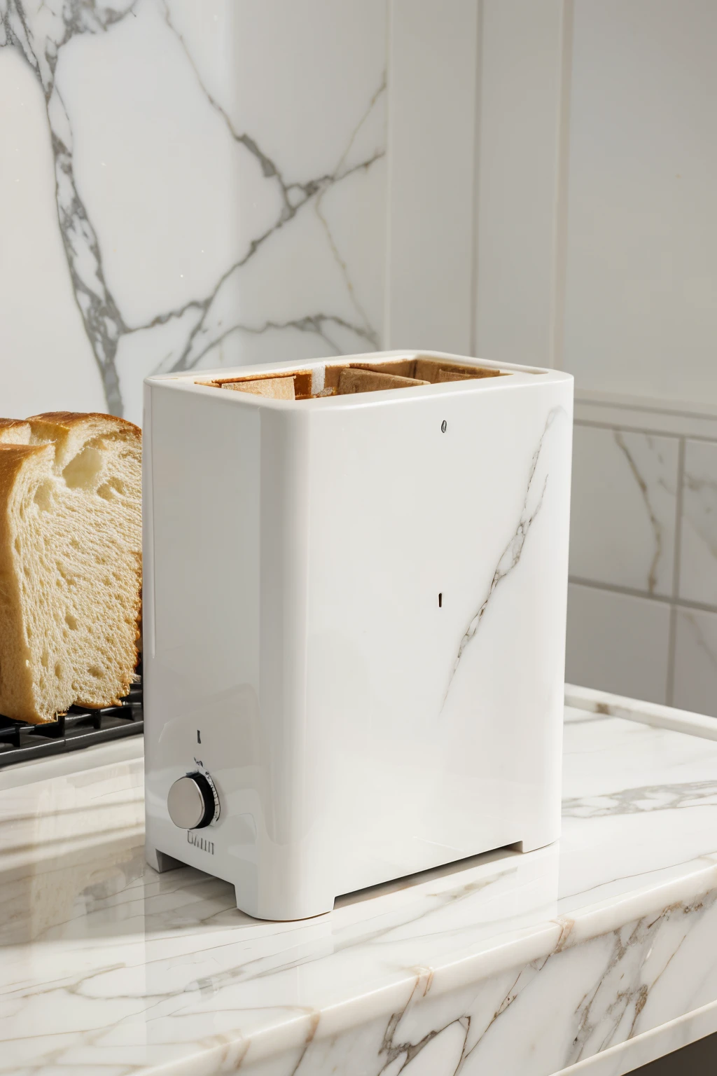 tall, rectangular toaster made of white marble